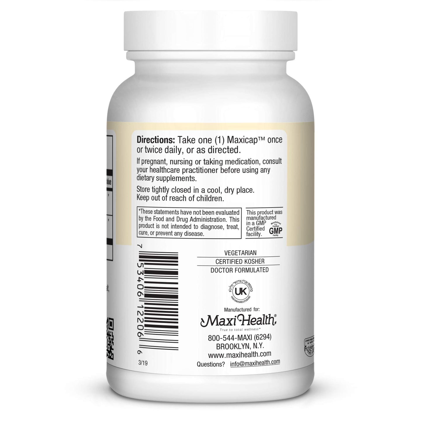 Maxi Health Eleuthero 0.8% Eleutherosides Stress and Energy Formula Capsules 60