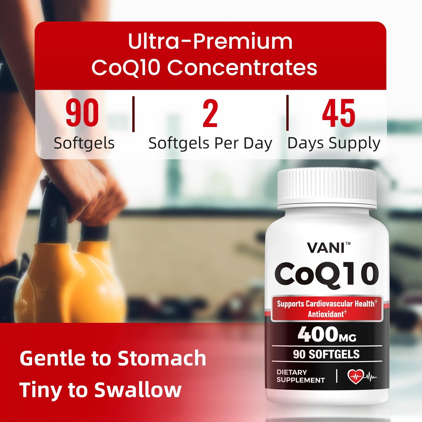 VANI CoQ10 400mg Softgels, 90 Count