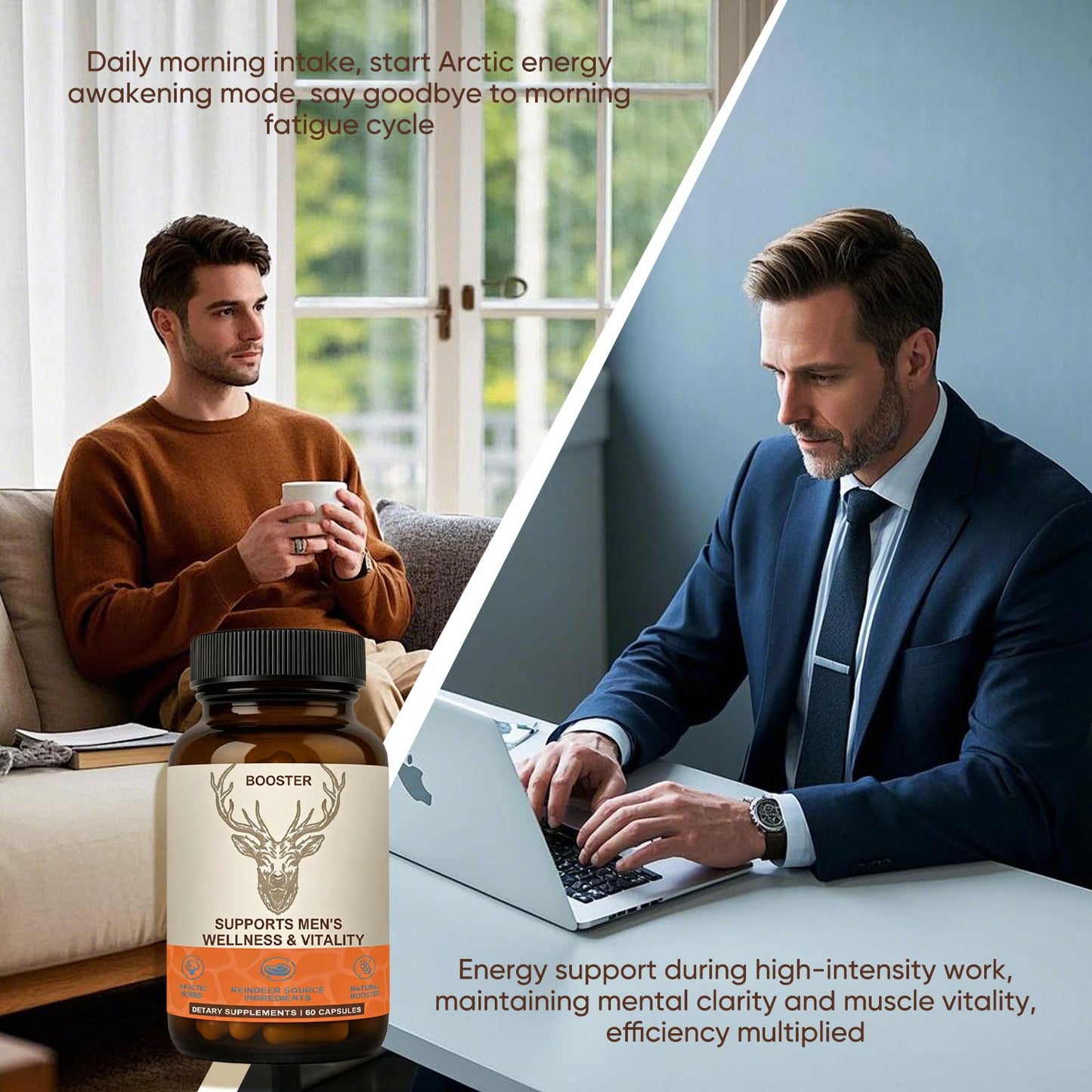 SDXJIOGE Men’s Vitality Supplement – Arctic Herbal & Reindeer Nutrient Blend – Daily Energy, Endurance & Wellness Support Capsule, 1 Count