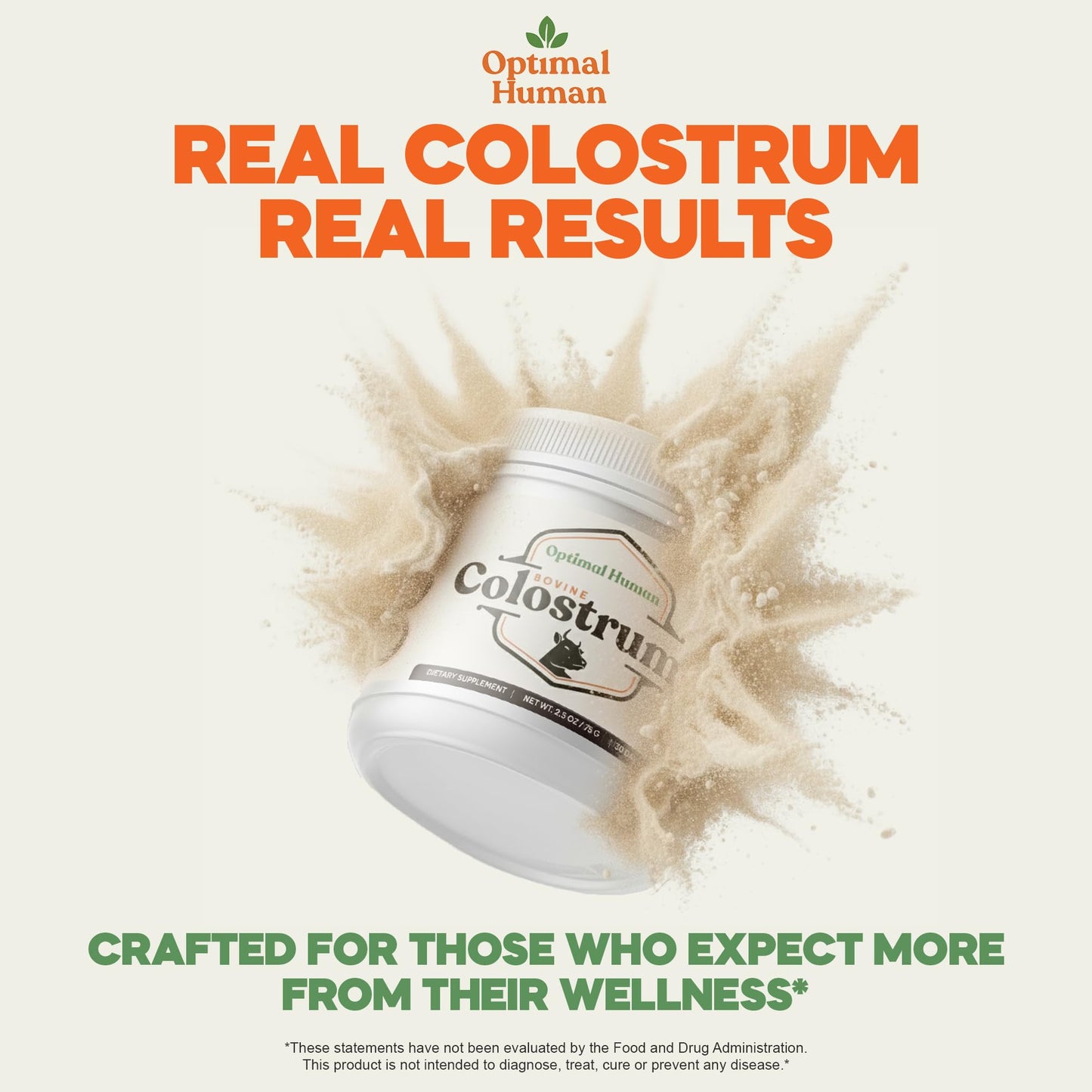 O H Optimal Human Bovine Colostrum Powder with Marshmallow Root, 2.5 oz