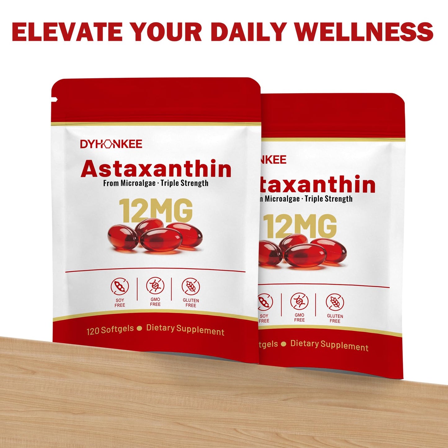 DYHONKEE Astaxanthin Supplements 12mg Softgels 120 Count