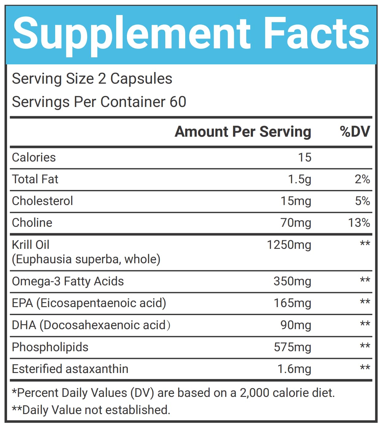 VitaCosmoX Antarctic Krill Oil 1250mg Softgels, 120 Count