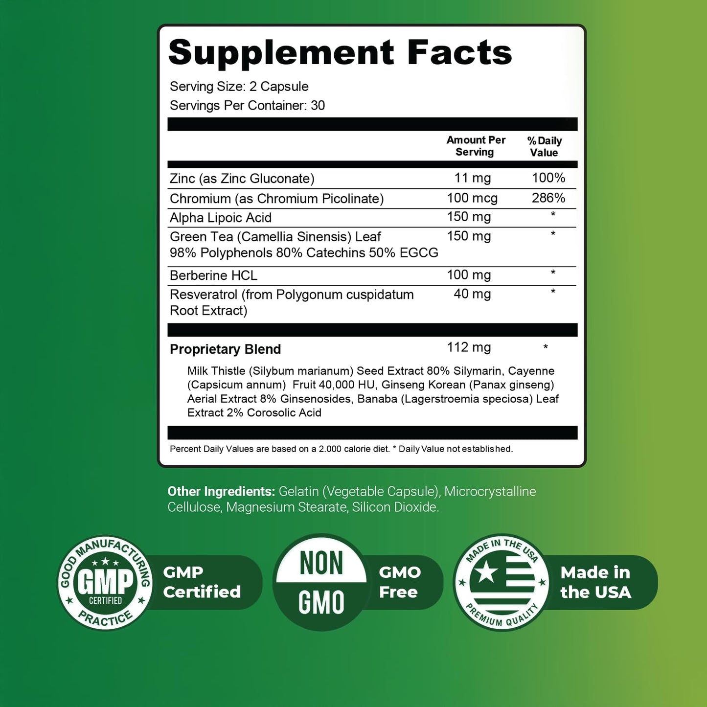 Nature’s NutriWave Claritox Zinc, Chromium, ALA & Green Tea Capsules 180