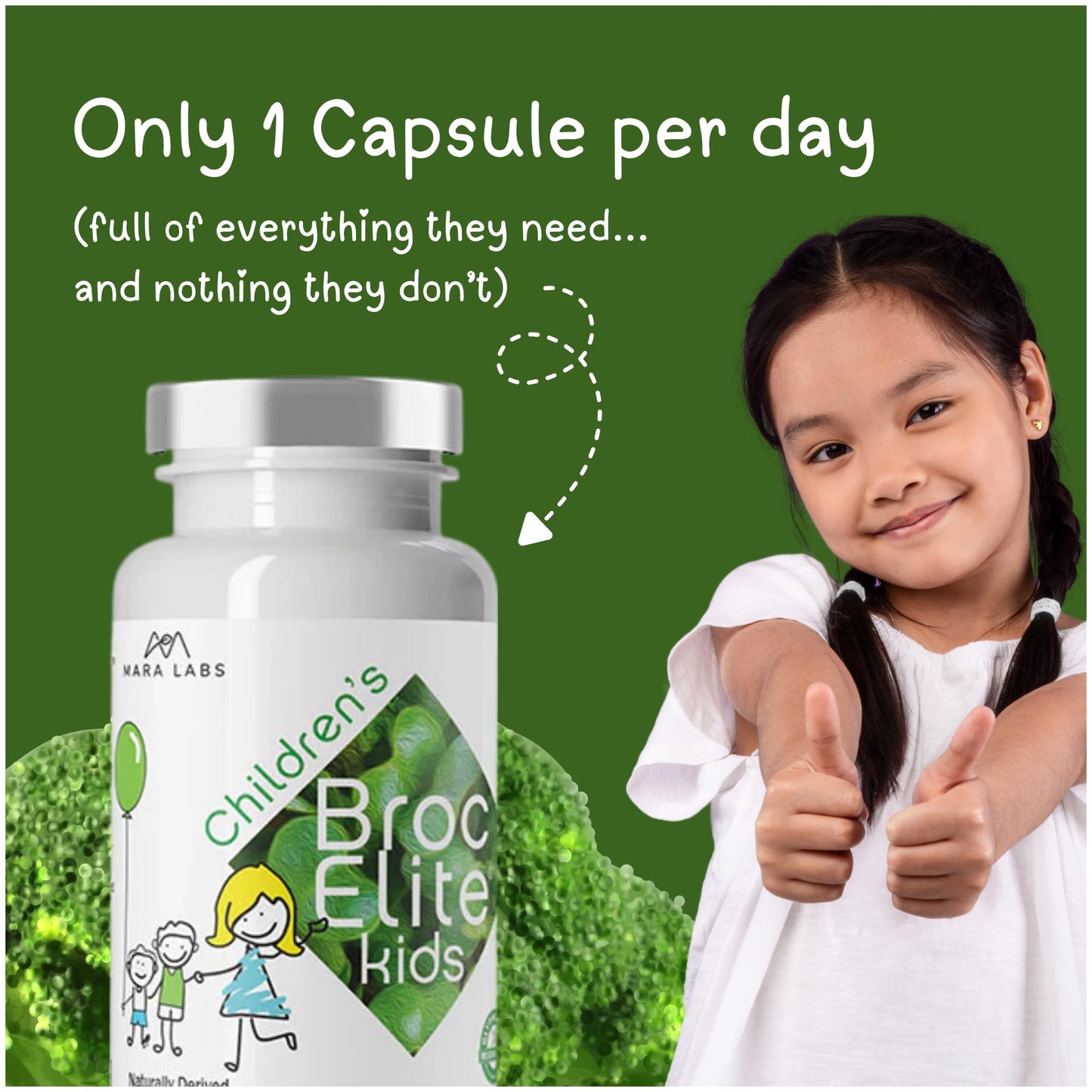 BrocElite Mara Labs Kids Broccoli Supplement with Naturally Stabilized Sulforaphane Extract, 30 Capsules