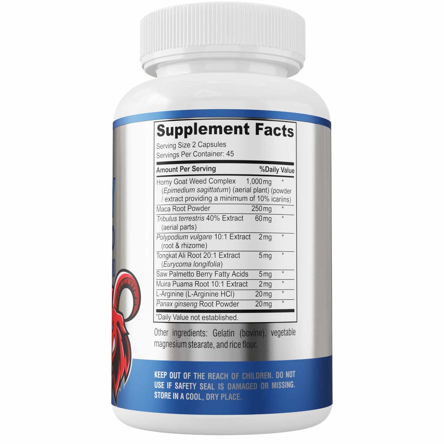 YUMMYVITE Horny Goat Weed 1364mg Extra Strength with Maca, L-Arginine, Ginseng, Non-GMO Formula, 90 Capsules