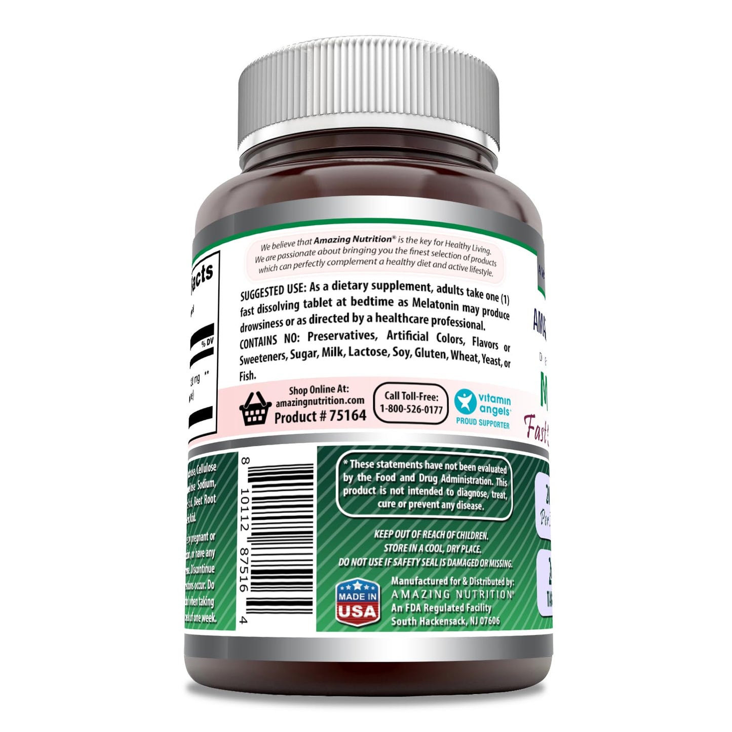 Amazing Nutrition Melatonin Fast Dissolving Supplement Tablet 1 Count