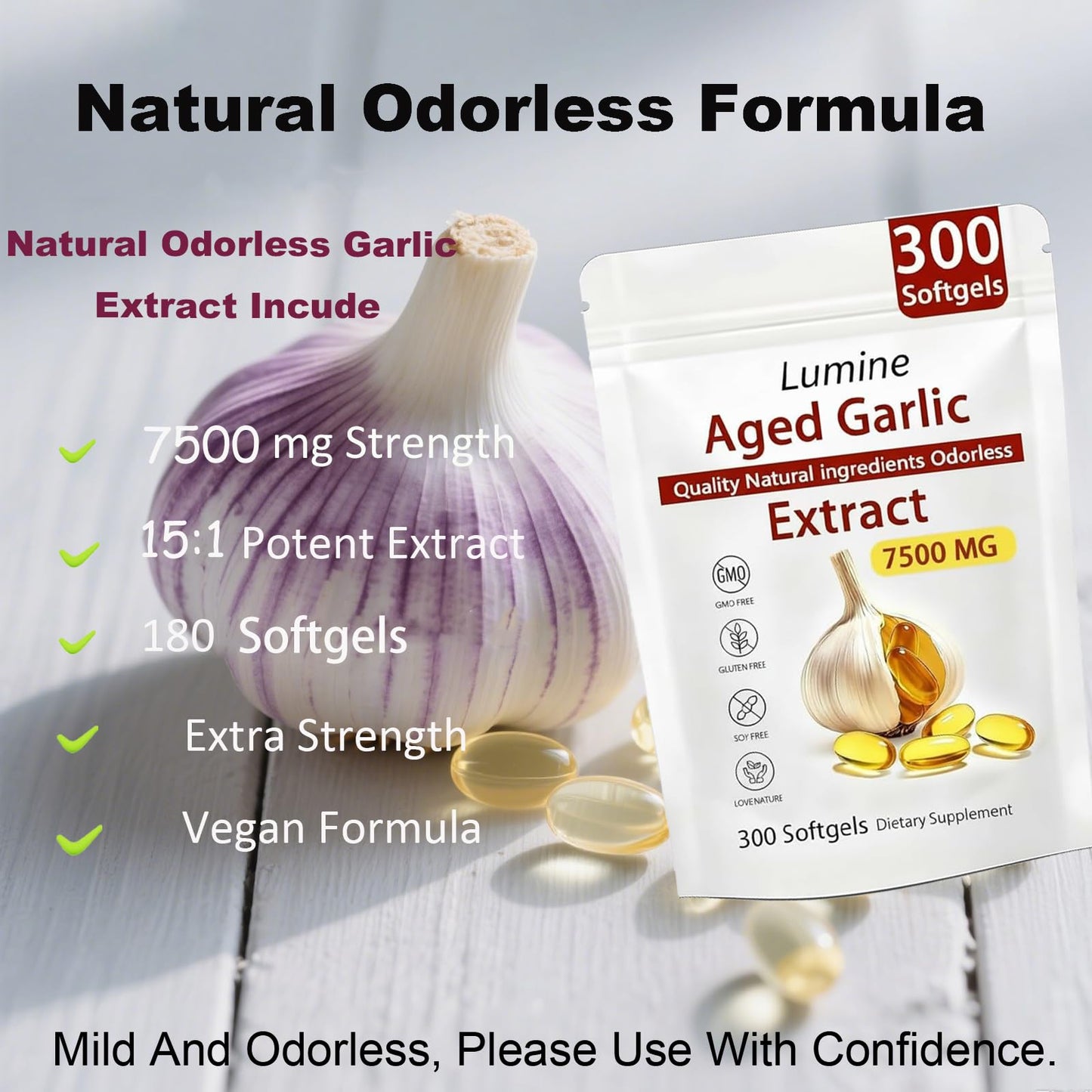 TEYAOE LUMINE Aged Garlic Extract Odorless Softgel 300