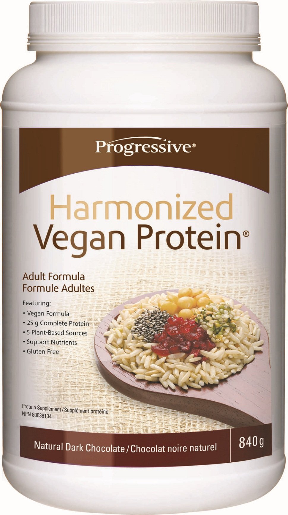Progressive Harmonized Vegan Protein Powder Natural Dark Chocolate, 840 g
