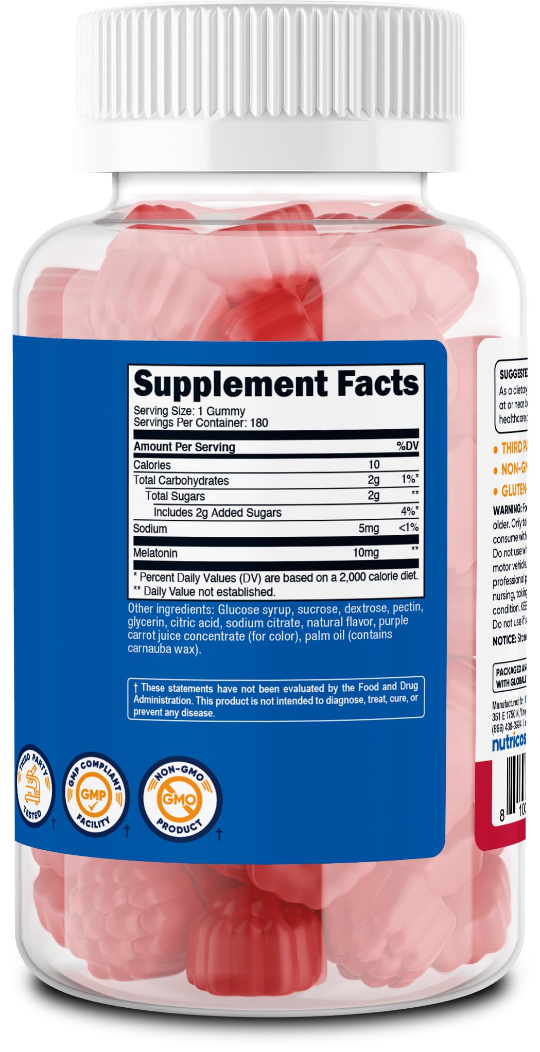 Nutricost Melatonin 10mg Gummies 180 Count