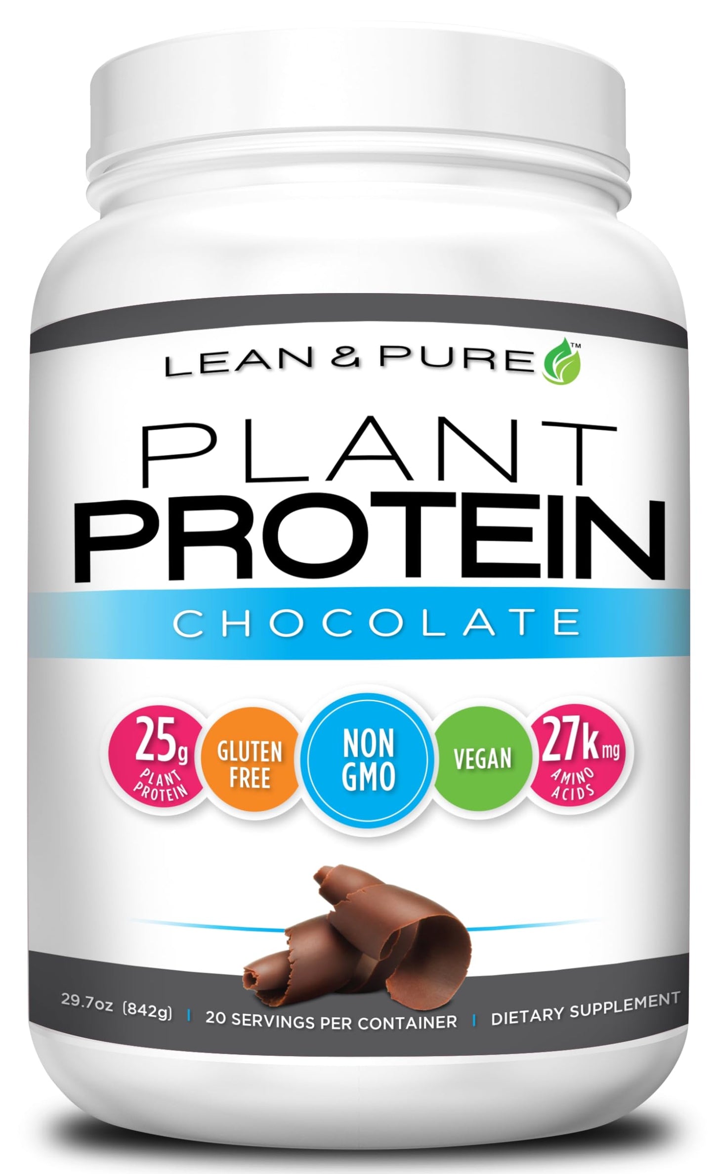 Olympian Labs Lean & Pure Plant Protein Powder, 25g Protein per Serving, 29.7007 Servings, 842g, Chocolate