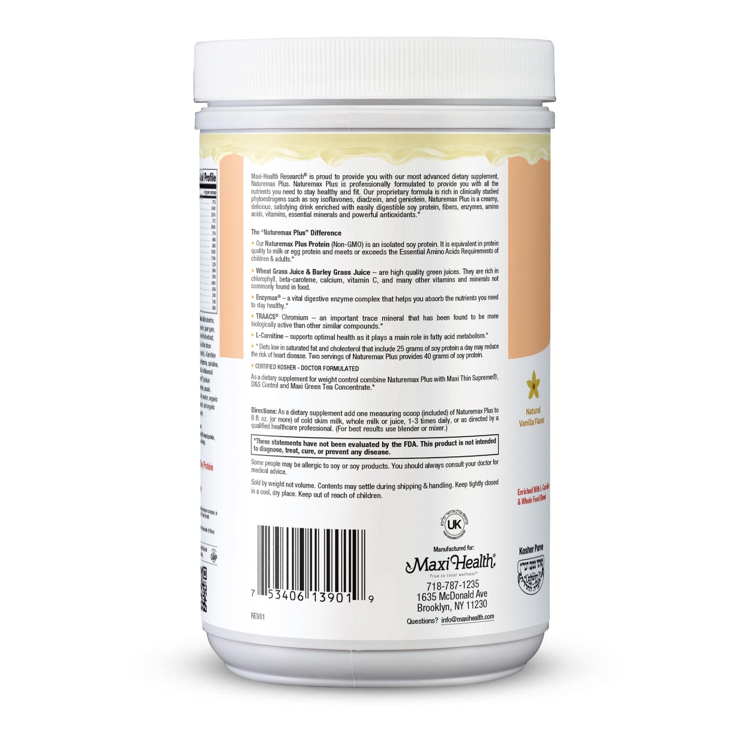 Maxi Health NatureMax Plus Soy Protein Powder Vanilla, 16 oz