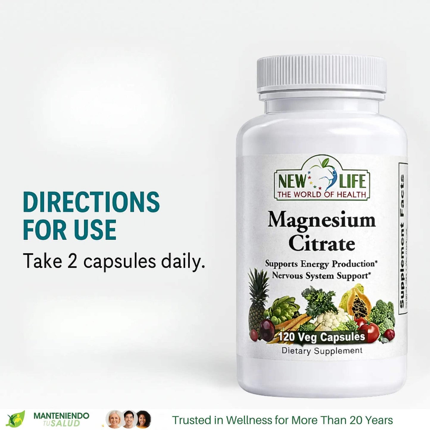 Manteniendo Tu Salud Magnesium Citrate 400mg Veg Capsules, 120