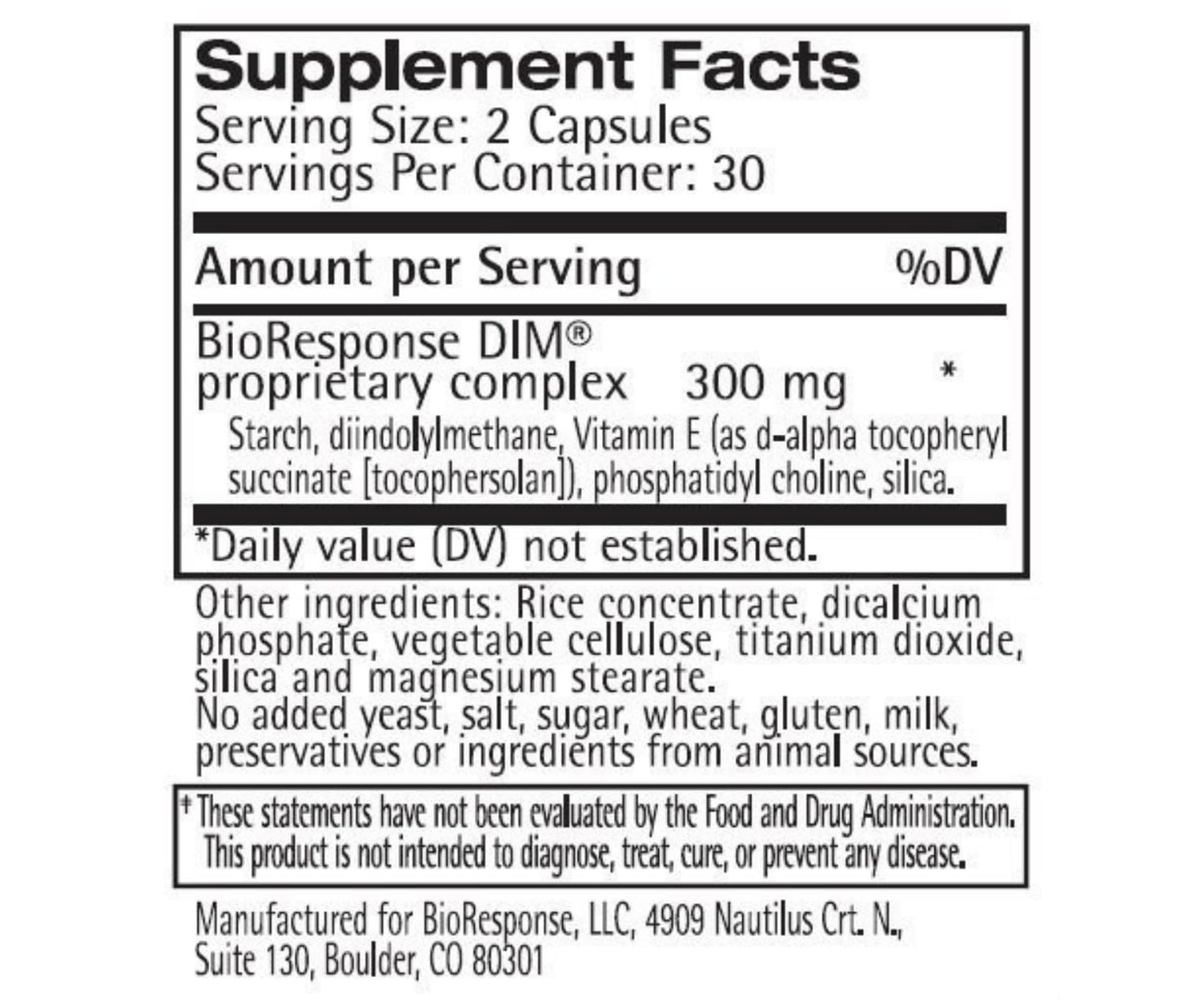 BioResponse Nutrients DIM Capsule 60 Count