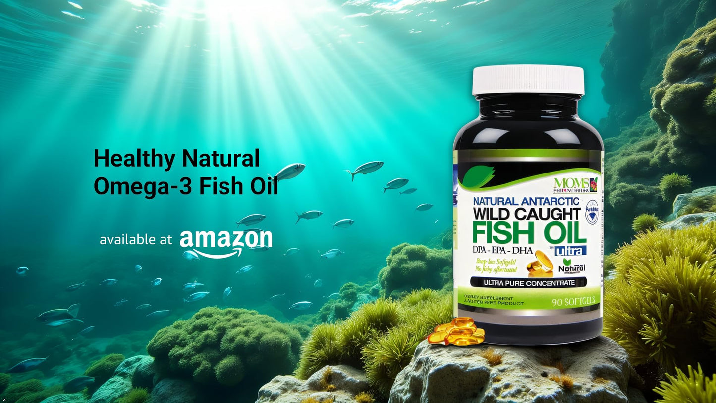 Moms For Nutrition Wild Caught Omega 3 Fish Oil DPA-EPA-DHA 2,900 Milligram Softgel 90 Count