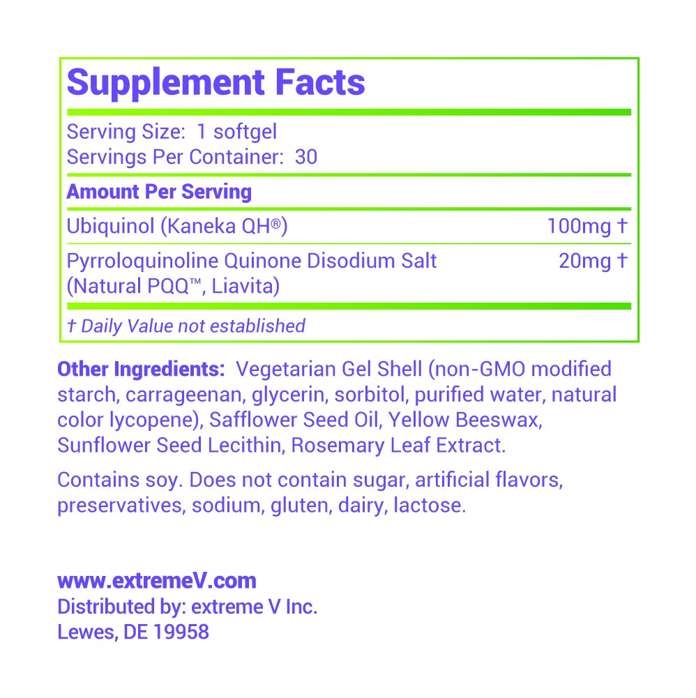 Extreme V, Inc FertileQQ Ultra Ubiquinol QH and PQQ Softgels 30 Count