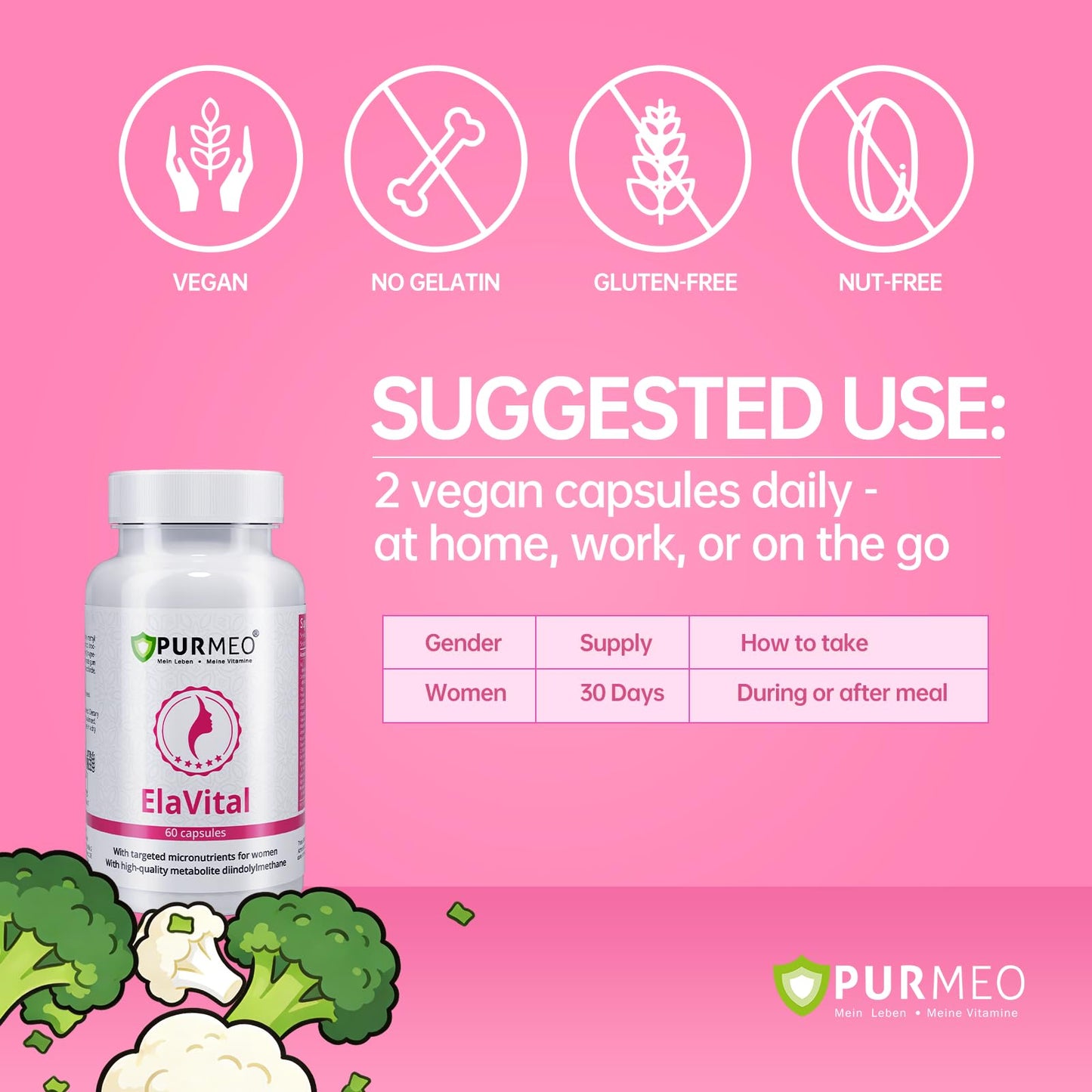 purmeo Women Hormone Balance, Energy and Beauty Support DIM, Natural Herbal Capsules with Vitamin B Complex, Gluten-Free, GMO-Free, Vegan, 60 Capsules