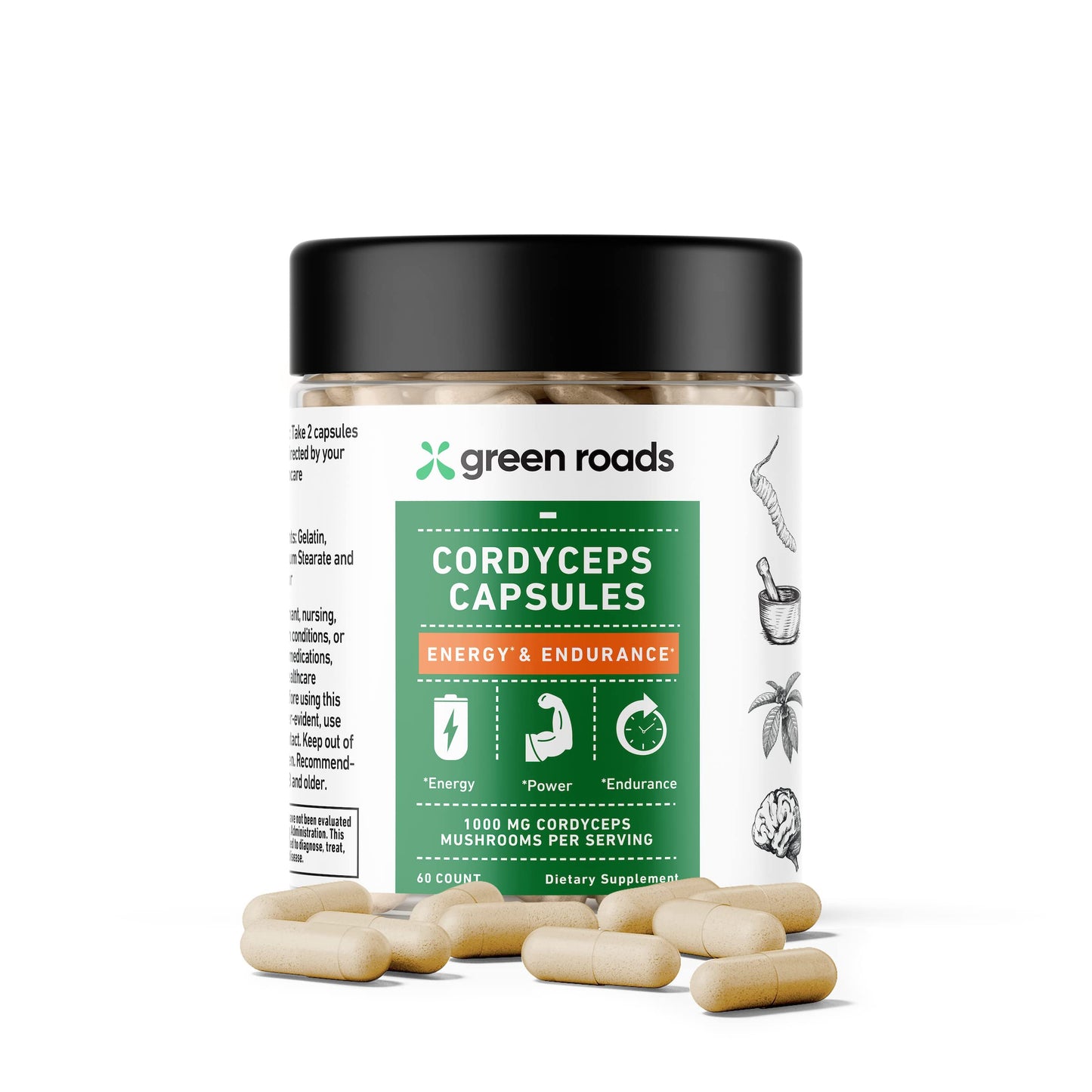 Green Roads Cordyceps Energy & Endurance Mushroom Capsule 1 Count