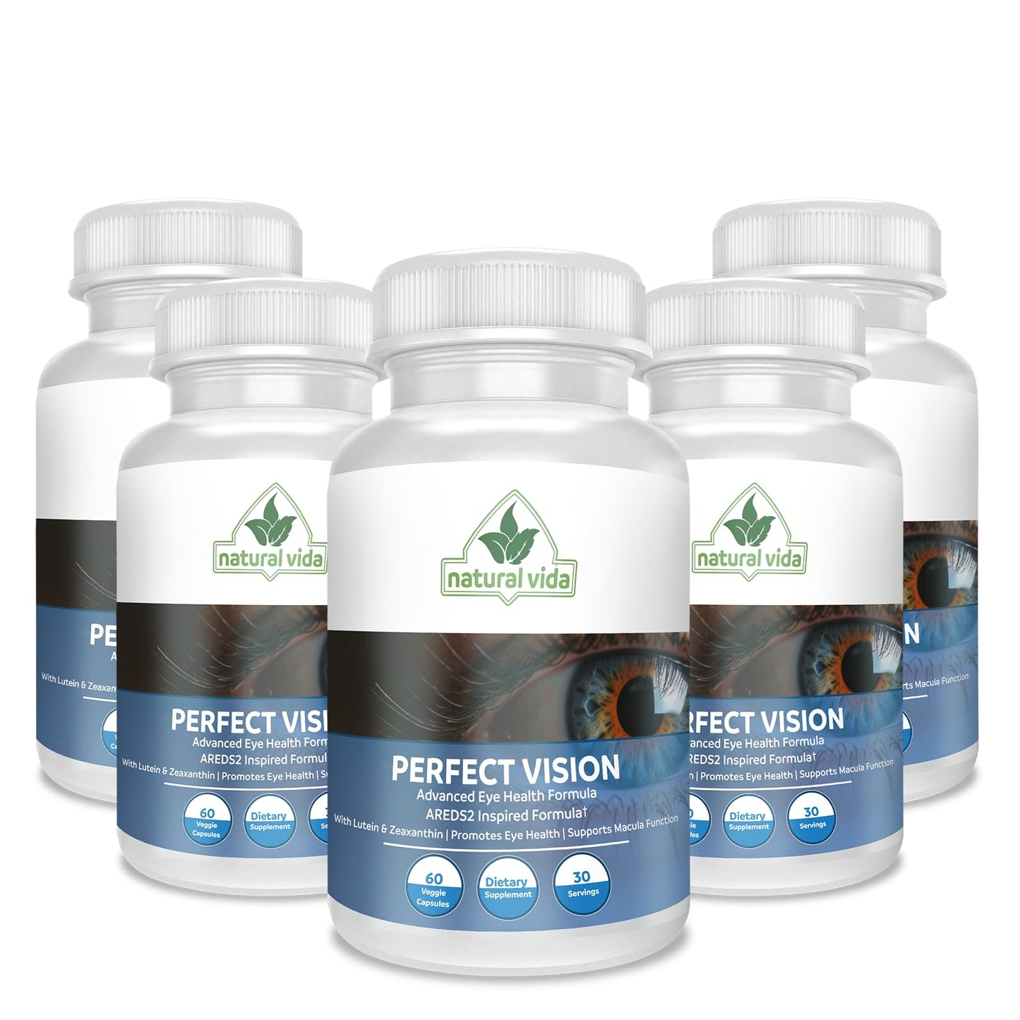 Natural Vida Perfect Vision AREDS2 Inspired Formula - Enhance Vision Supplement - Lutein Zeaxanthin Vision Complex Capsules, 60 Count