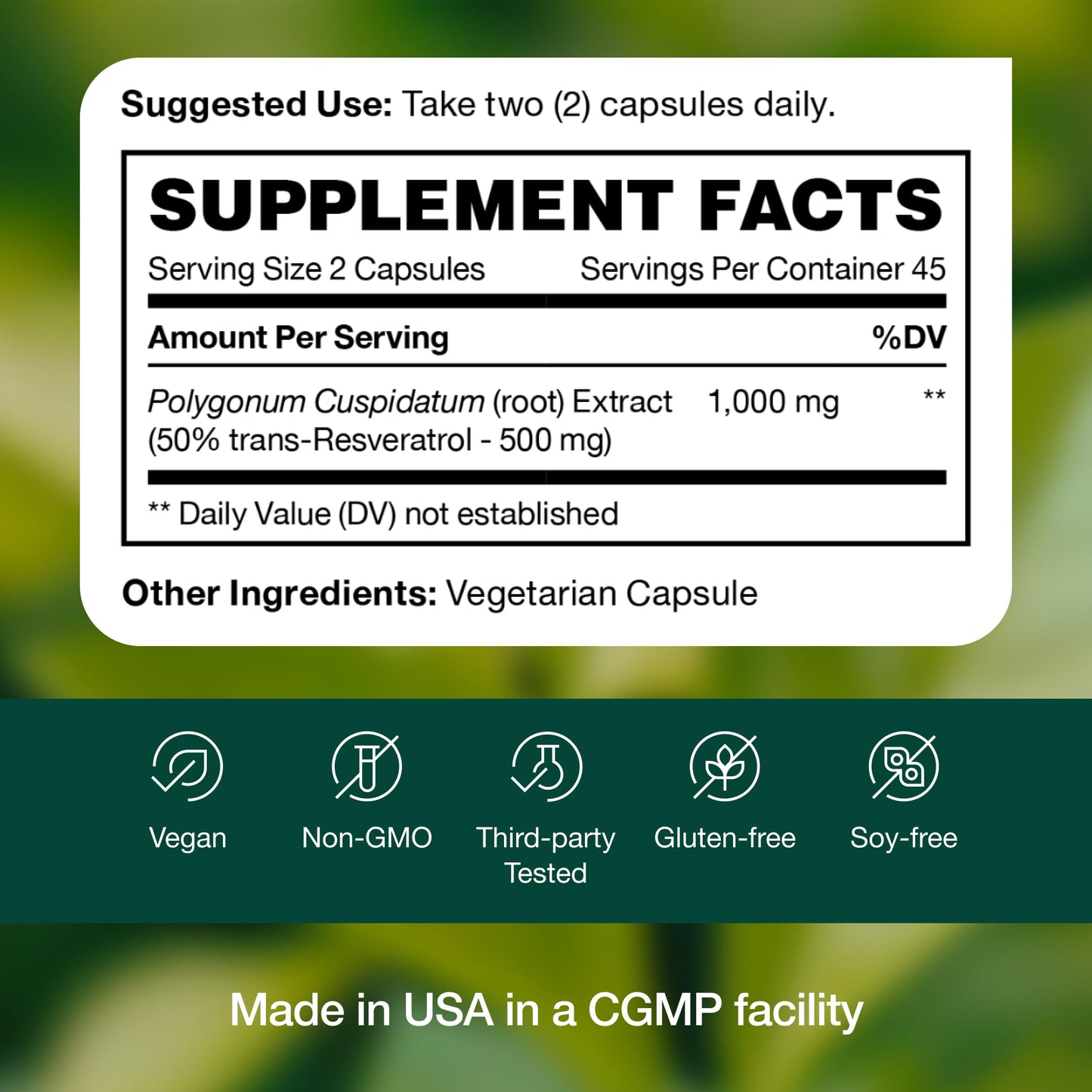 Fresh Nutrition Resveratrol Supplement - Trans-resveratrol Extra Strength 750mg - Natural, Pure and Potent Polyphenols Supplement Capsules 180