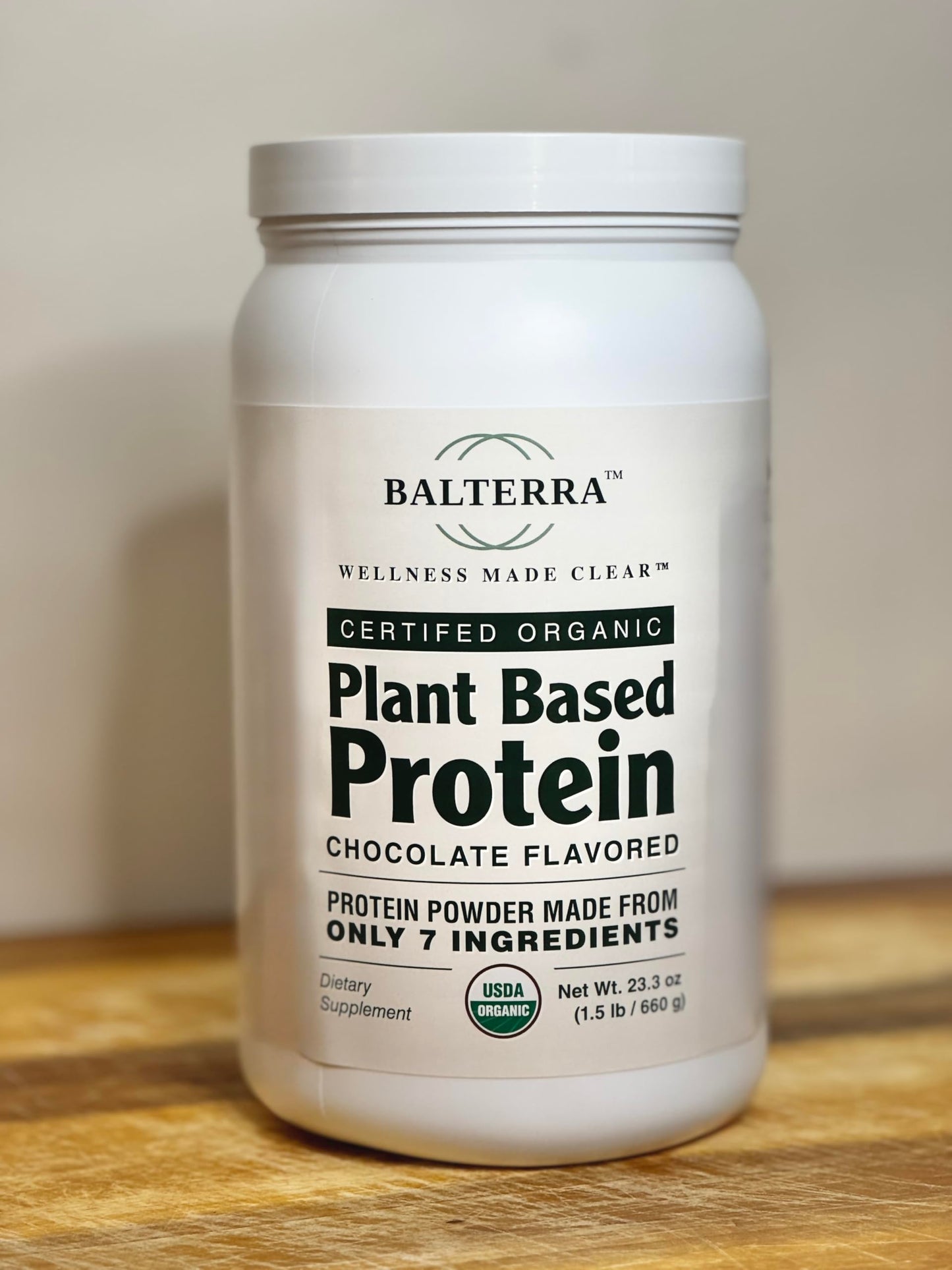 Wellness Made Clear Balterra Organic Plant Based Protein – Physical Performance Protein Supplement Powder, Chocolate, 1.46 lb