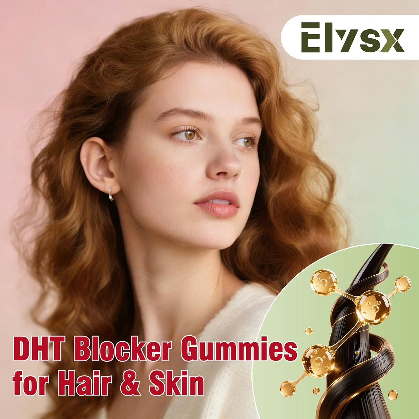 Elysx DHT Blocker Gummies with Pumpkin Seed Oil & Saw Palmetto, Biotin, Hair and Skin Health, 60 Gummies