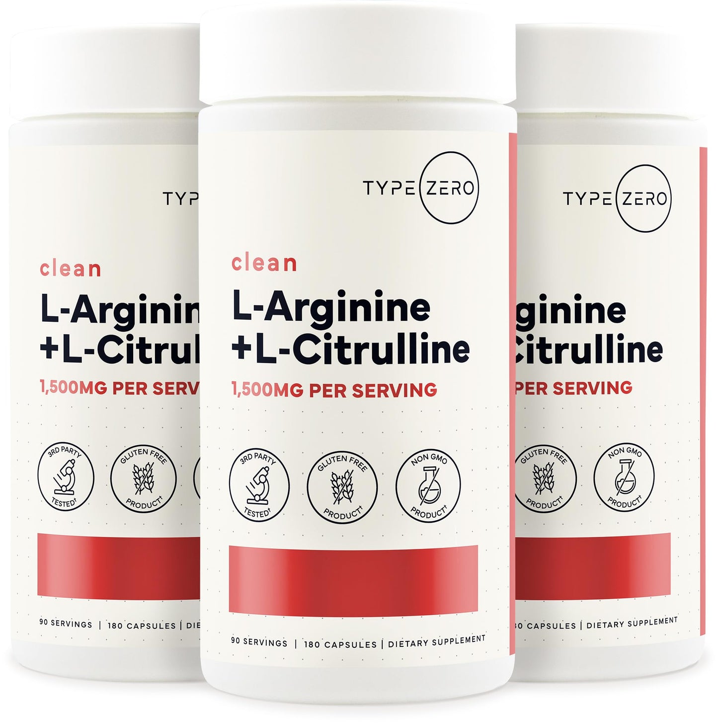 Type Zero L-Arginine + L-Citrulline Supplement (1500mg) Capsules, 180 Capsules