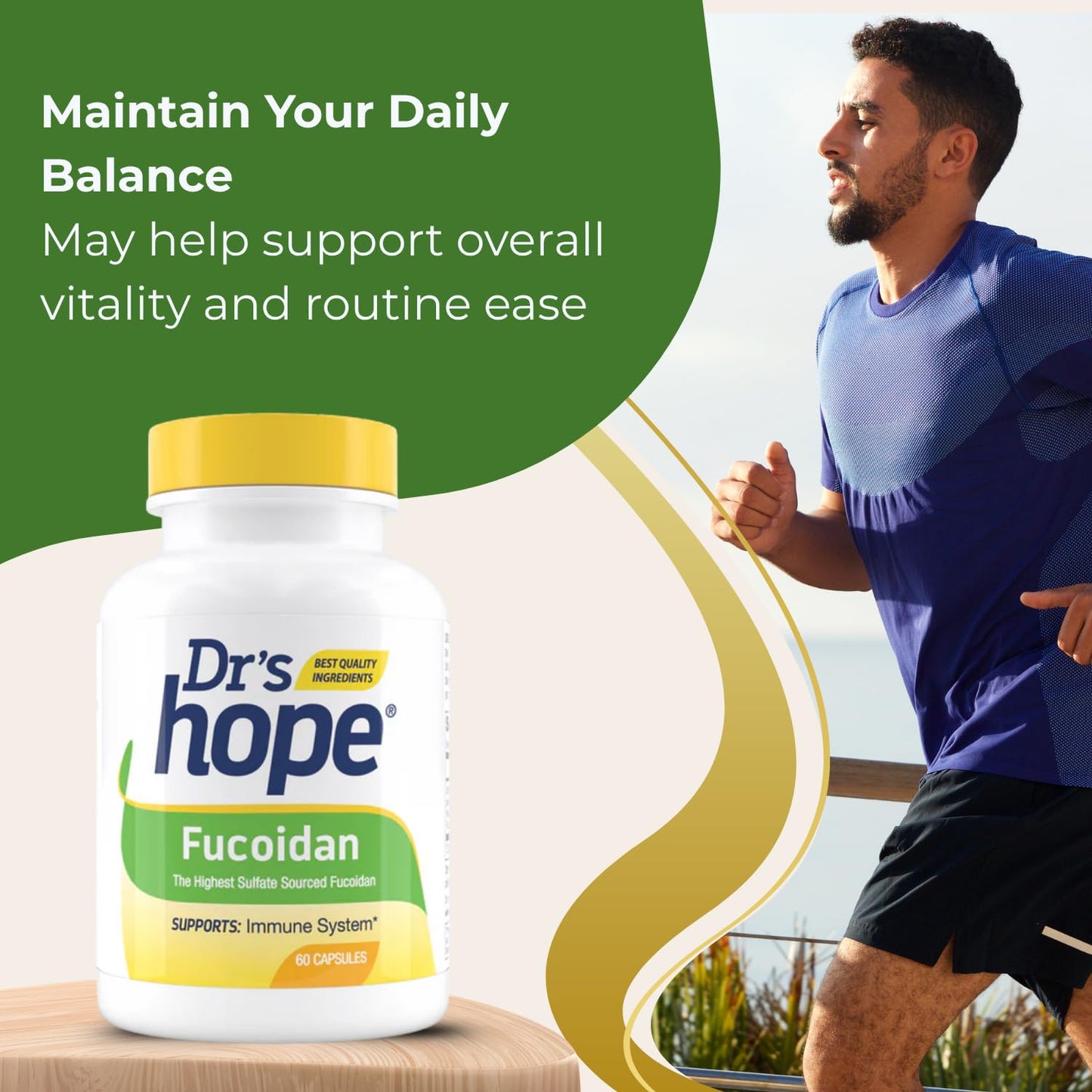 Dr’s Hope Fucoidan 65mg with Brown Seaweed Extract and Antioxidant Properties for Gut, Immune, and Heart Wellness 60 Capsules