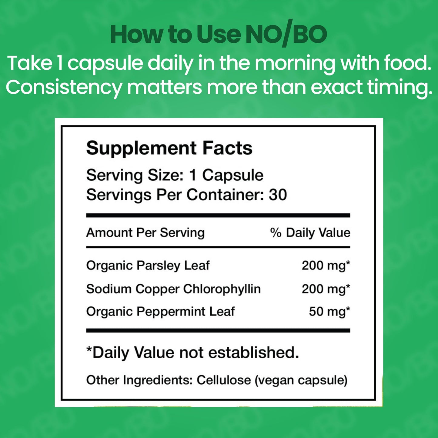 NO/BO Professional Strength Chlorophyll Capsules, 30 Count