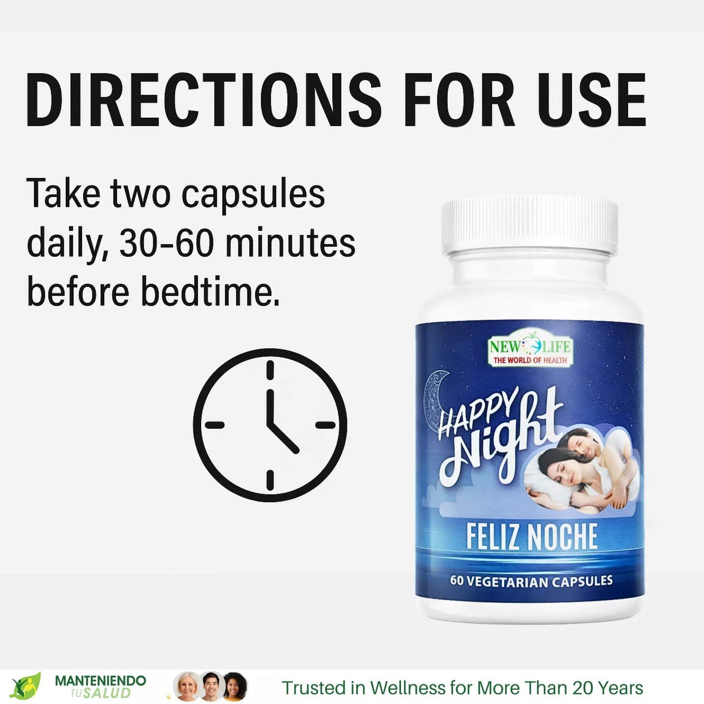 Manteniendo Tu Salud New Life Happy Night Sleep Support Valerian Root Capsules, 60 Count