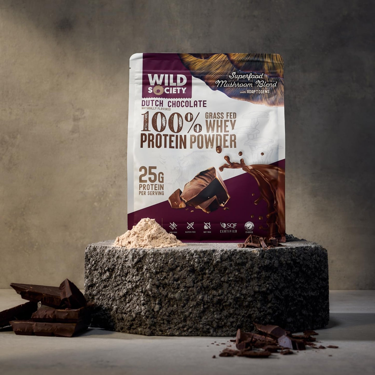 WILD SOCIETY Whey Protein Powder Dutch Chocolate, 17.9 oz