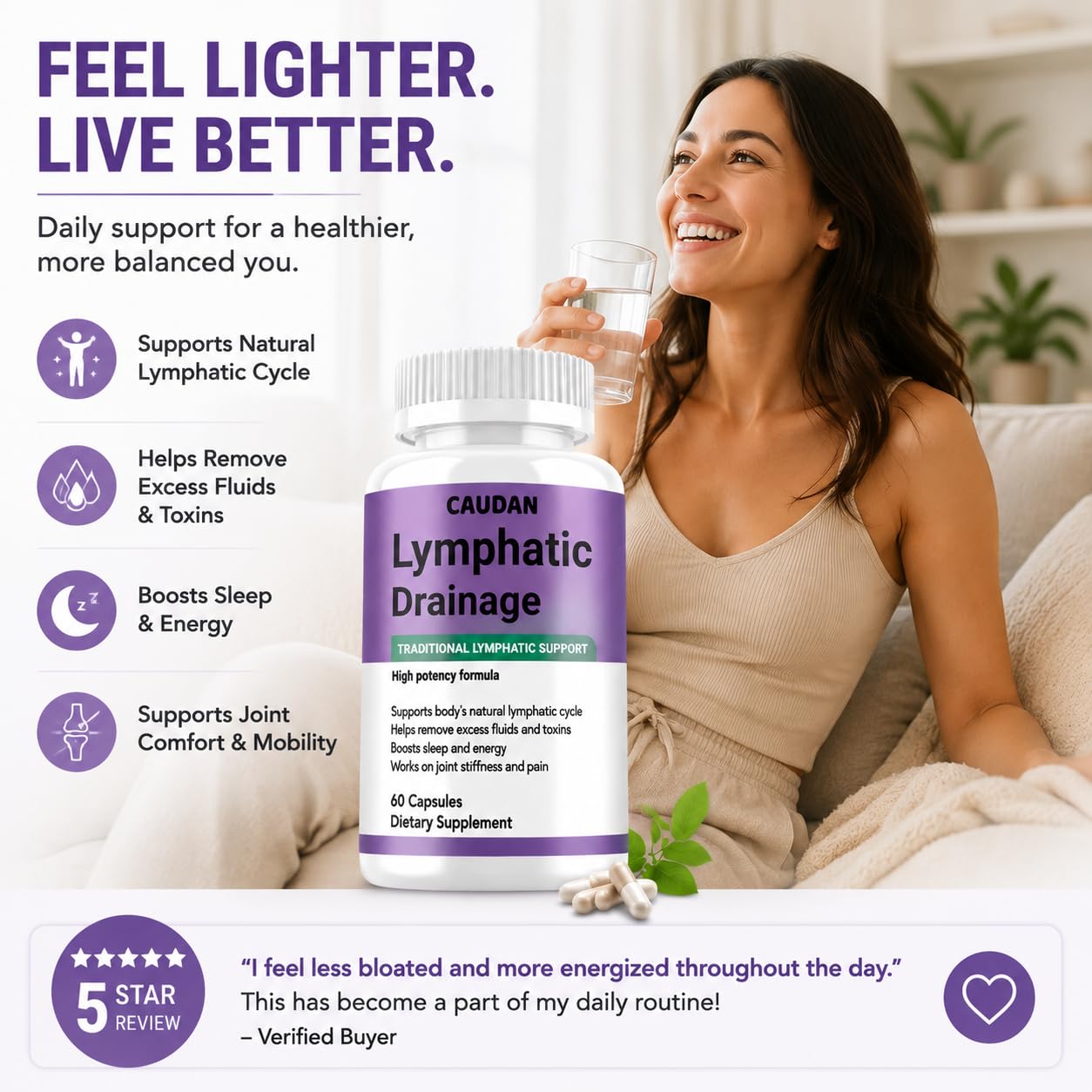 CAUDAN Lymphatic Drainage Supplement Capsule 60 Count