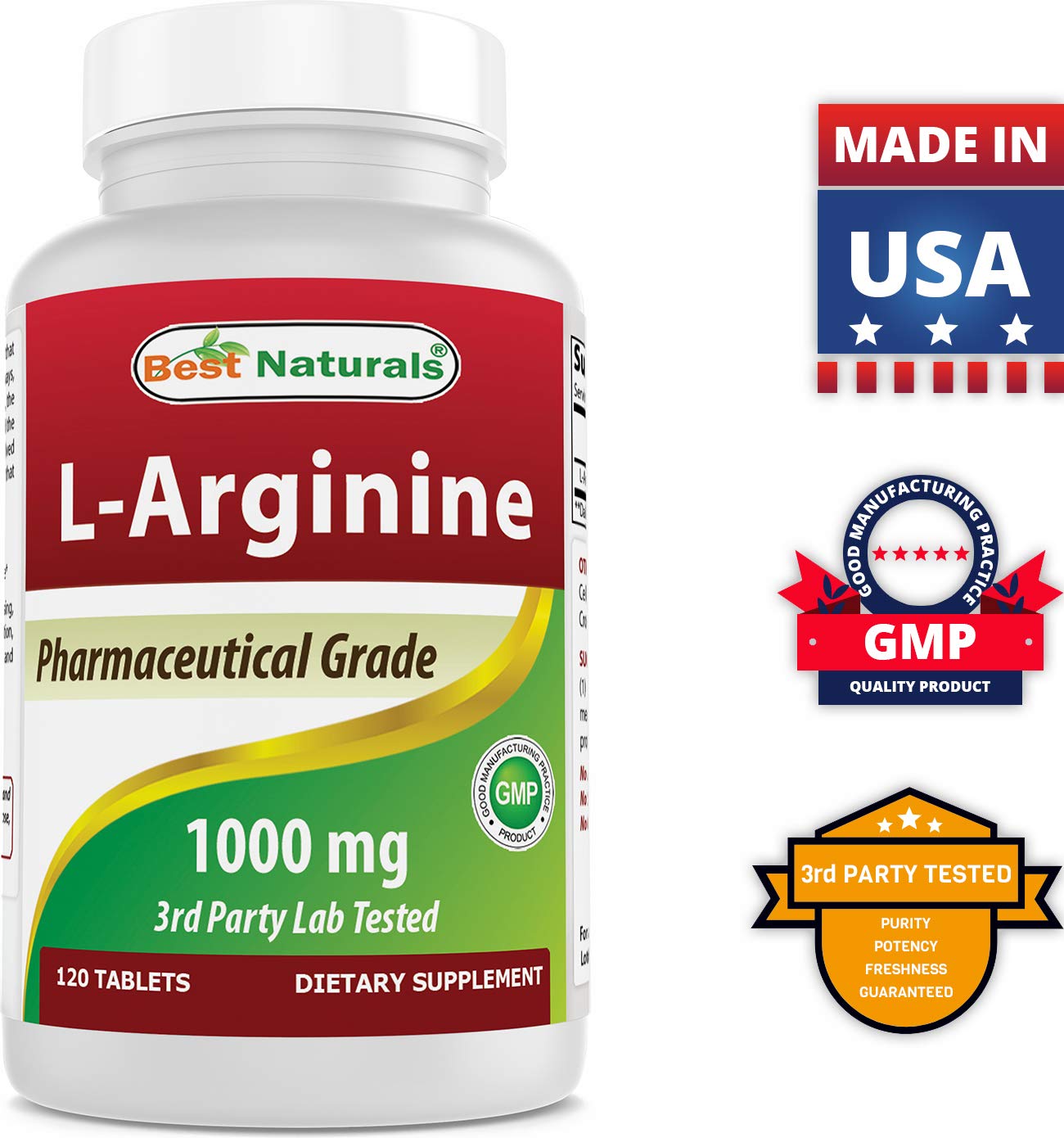 Best Naturals L-Arginine 1000 mg & L-Citrulline 1500 mg, Capsules, Tablets, 90