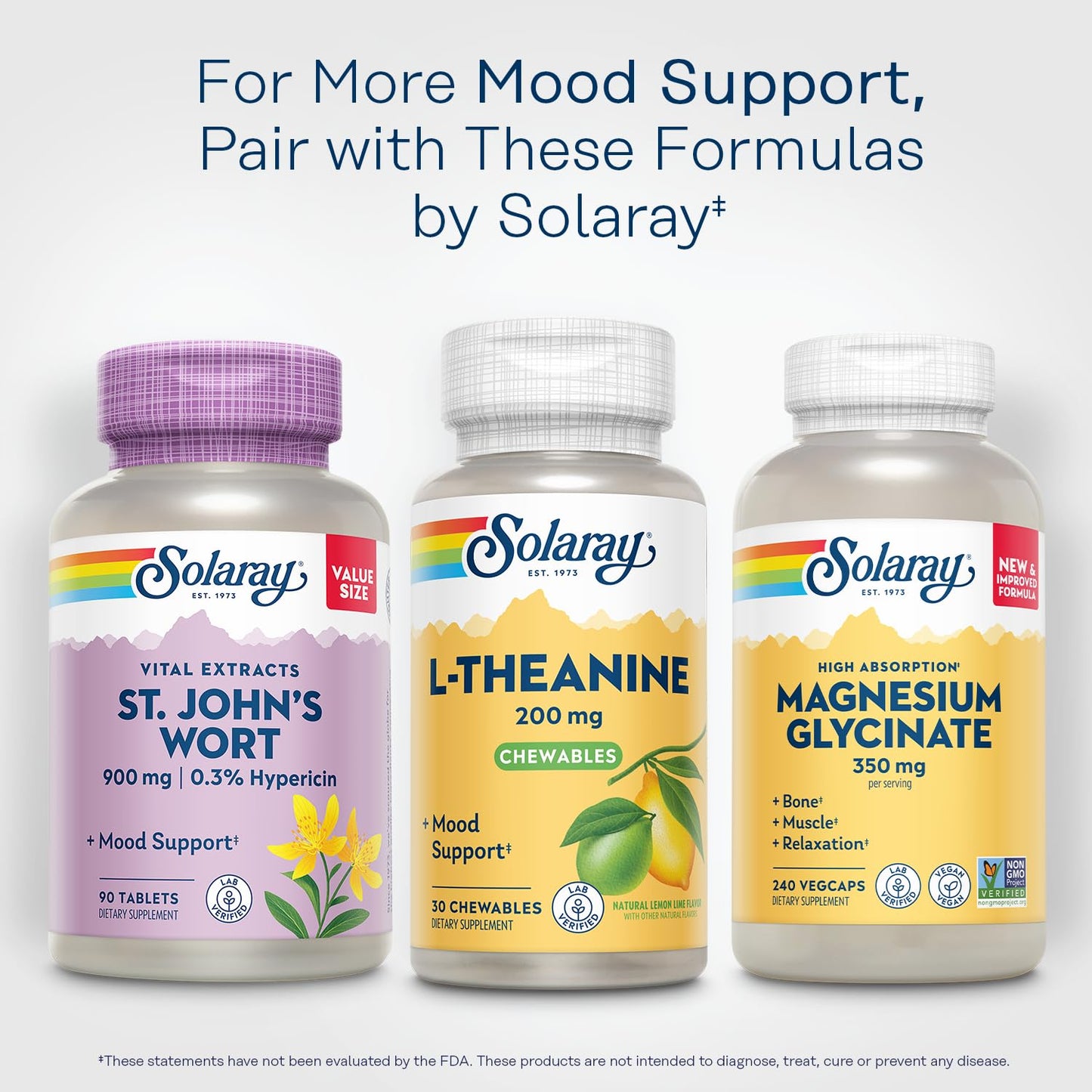 SOLARAY L-Theanine 200mg with Vitamin B6 Mood Support Chewables, 30 Count