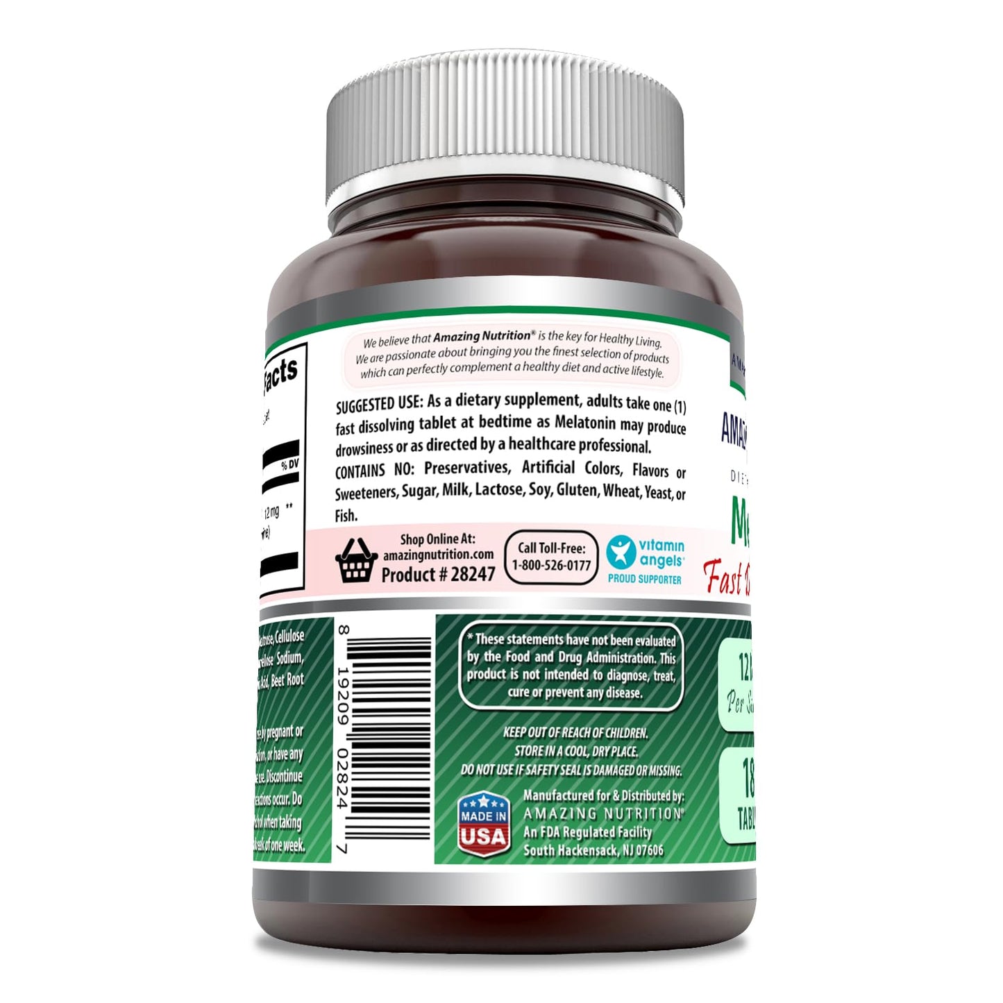 Amazing Nutrition Melatonin 12 mg Per Serving Tablet, 1 Count