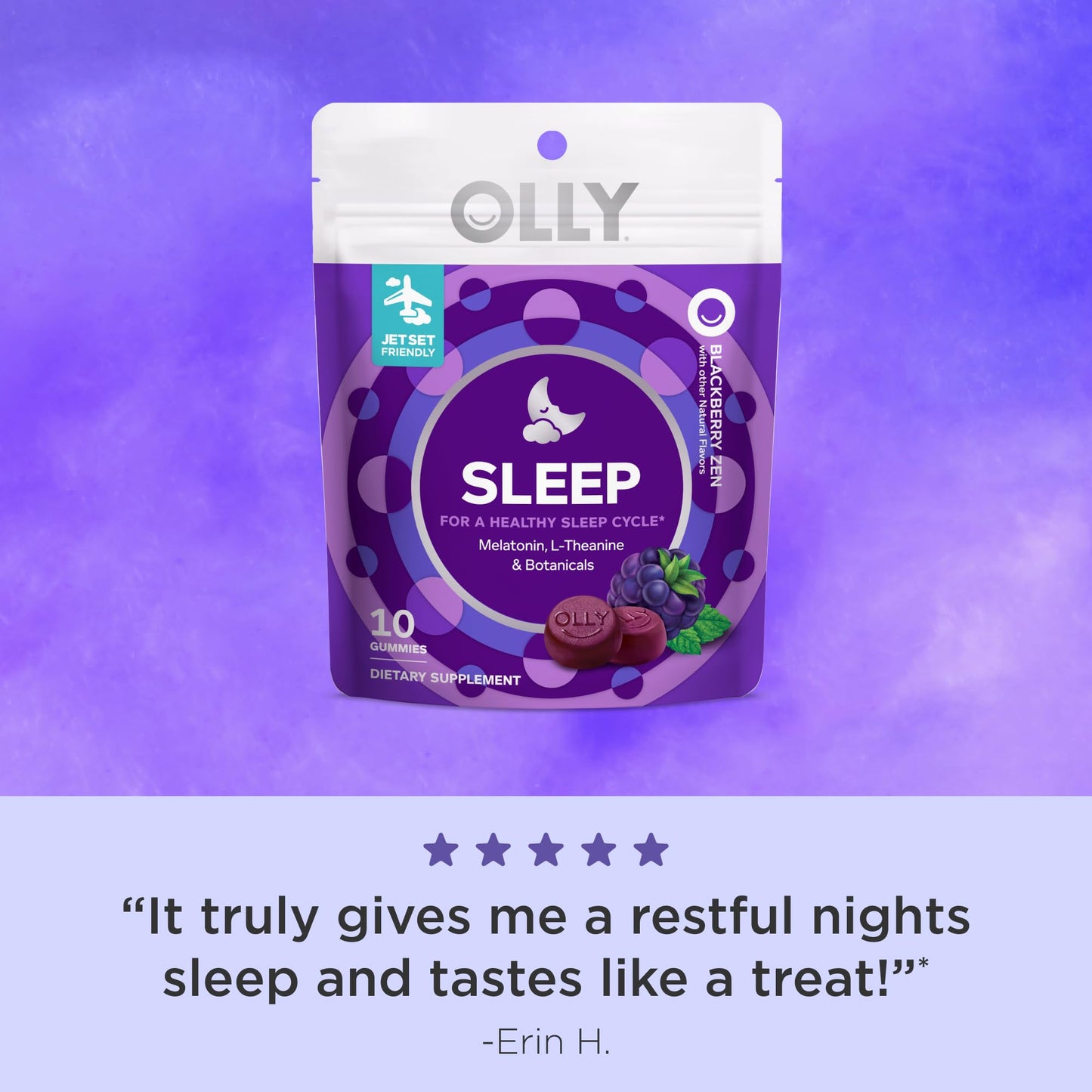 OLLY Blackberry Zen Restful Sleep Gummy, 10 Count