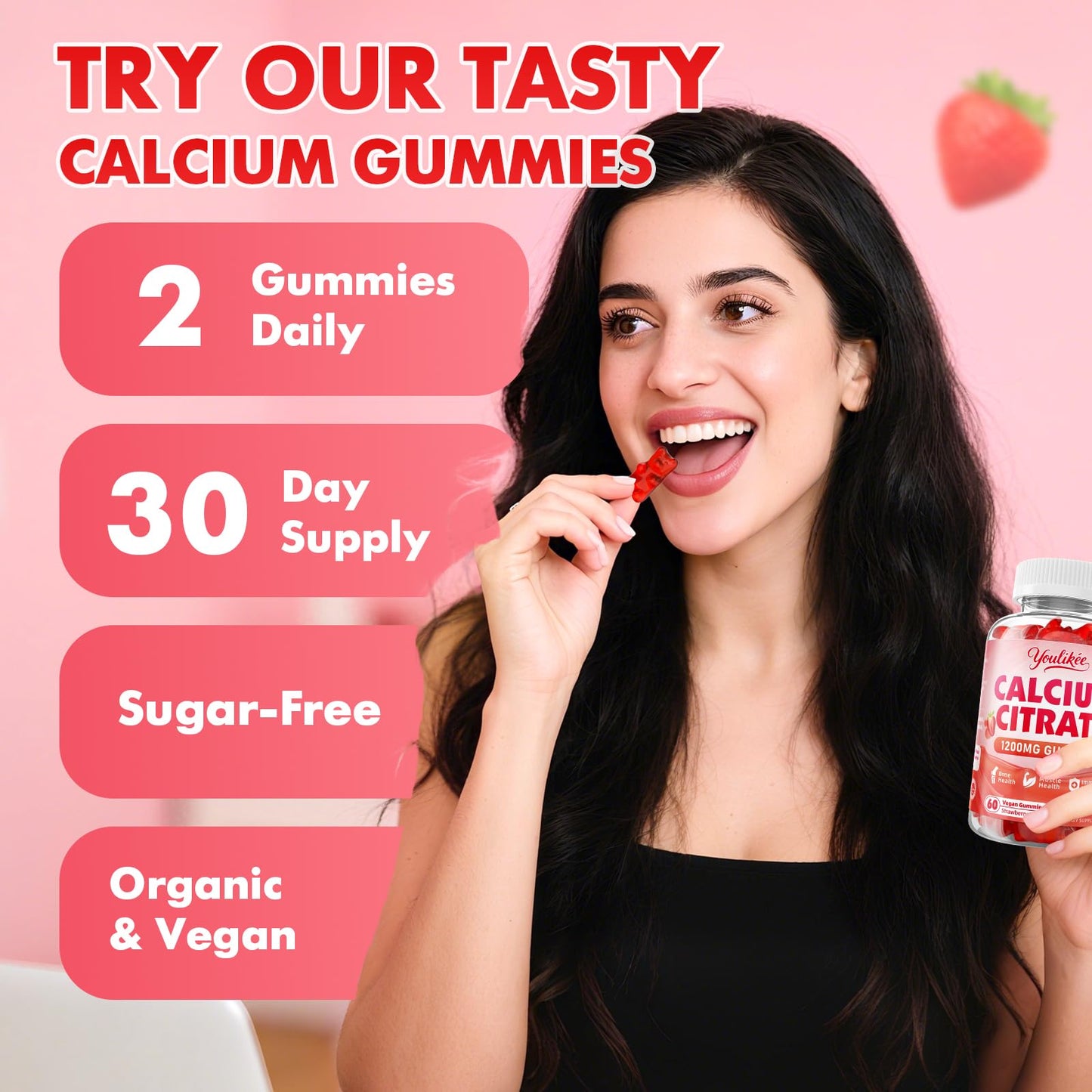 Youlikee Calcium Citrate Gummies 1200 mg 60 Count
