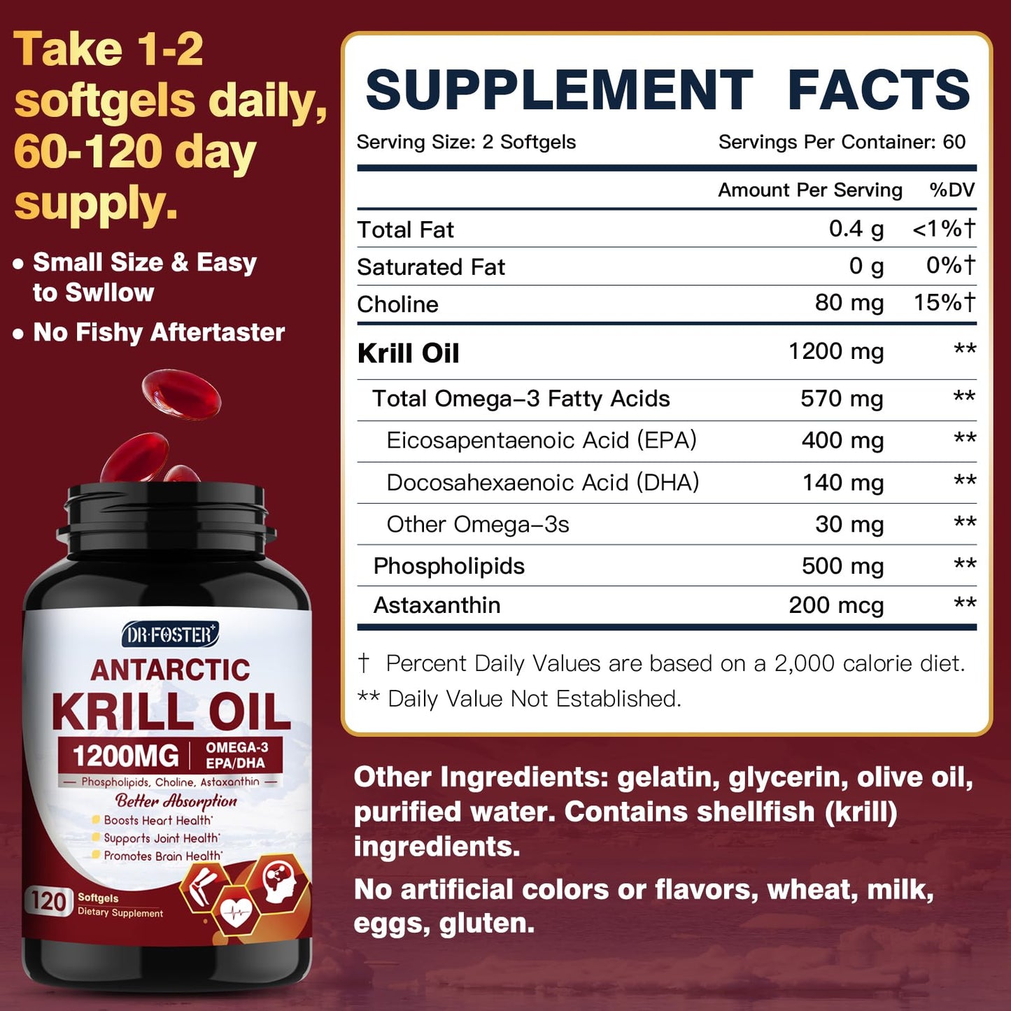 DRFOSTER Antarctic Krill Oil 1200 mg Softgels 120