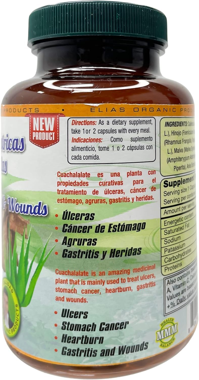 Generic Cuachalalate Organic 500 mg, Ulcers, Gastric Issues & Wounds, 60 Capsules