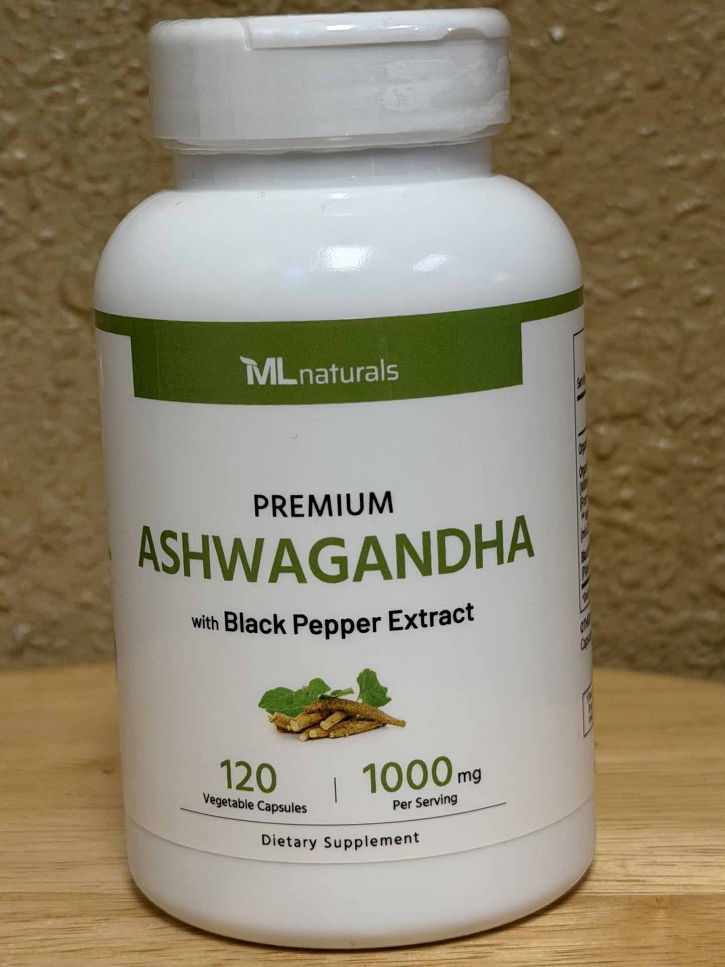 ML Naturals Organic Ashwagandha Capsules 120 Count