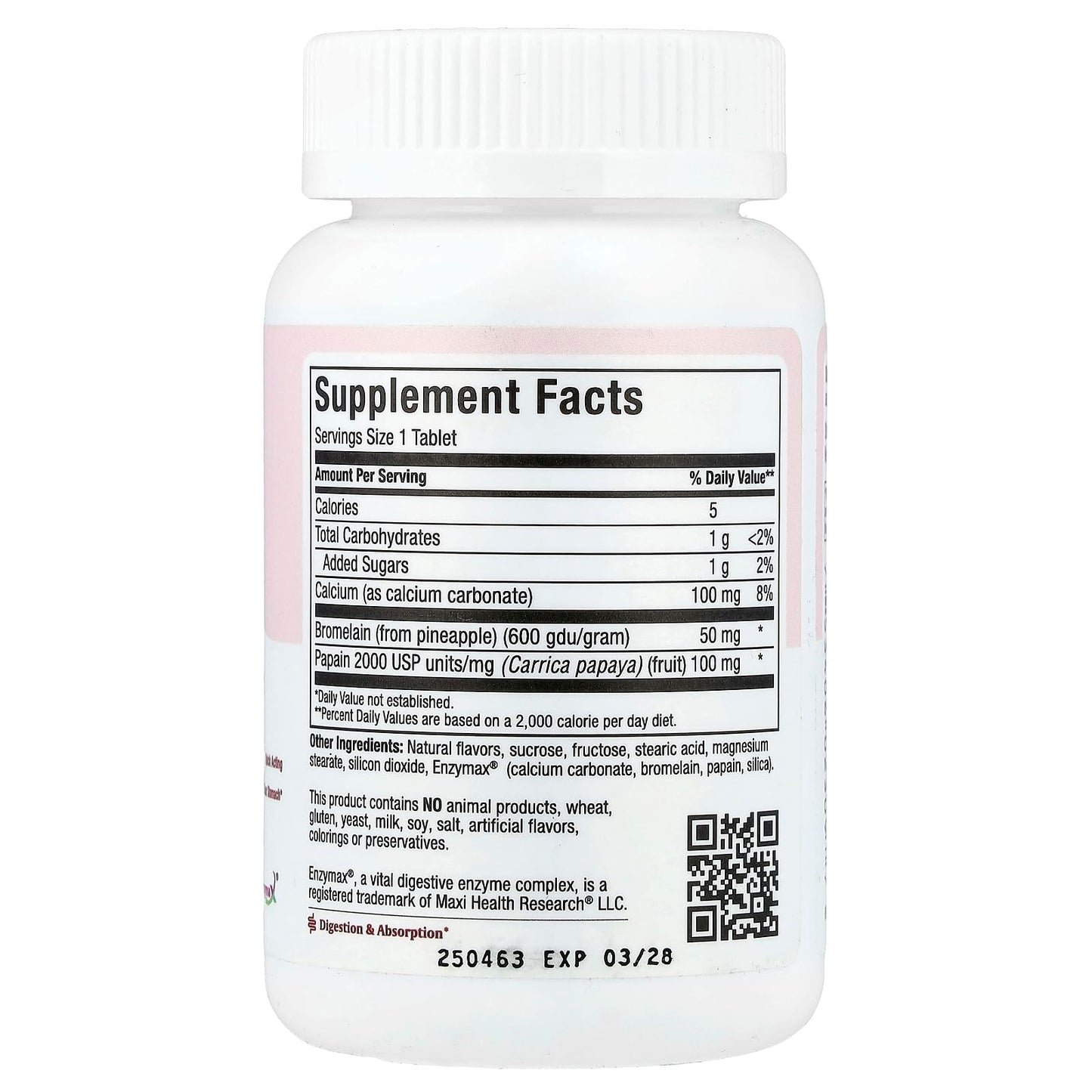 Maxi Health Digest Support Herbal & Enzyme Complex for Protein Digestion Capsules, 90 Count