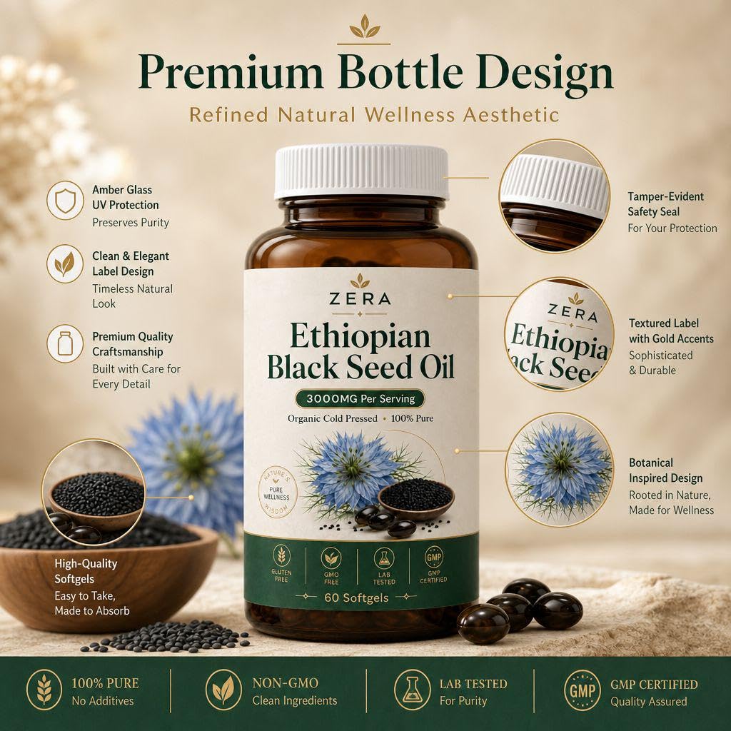 RAWBOLD Zera Ethiopian Black Seed Oil Capsules, 120 Capsules