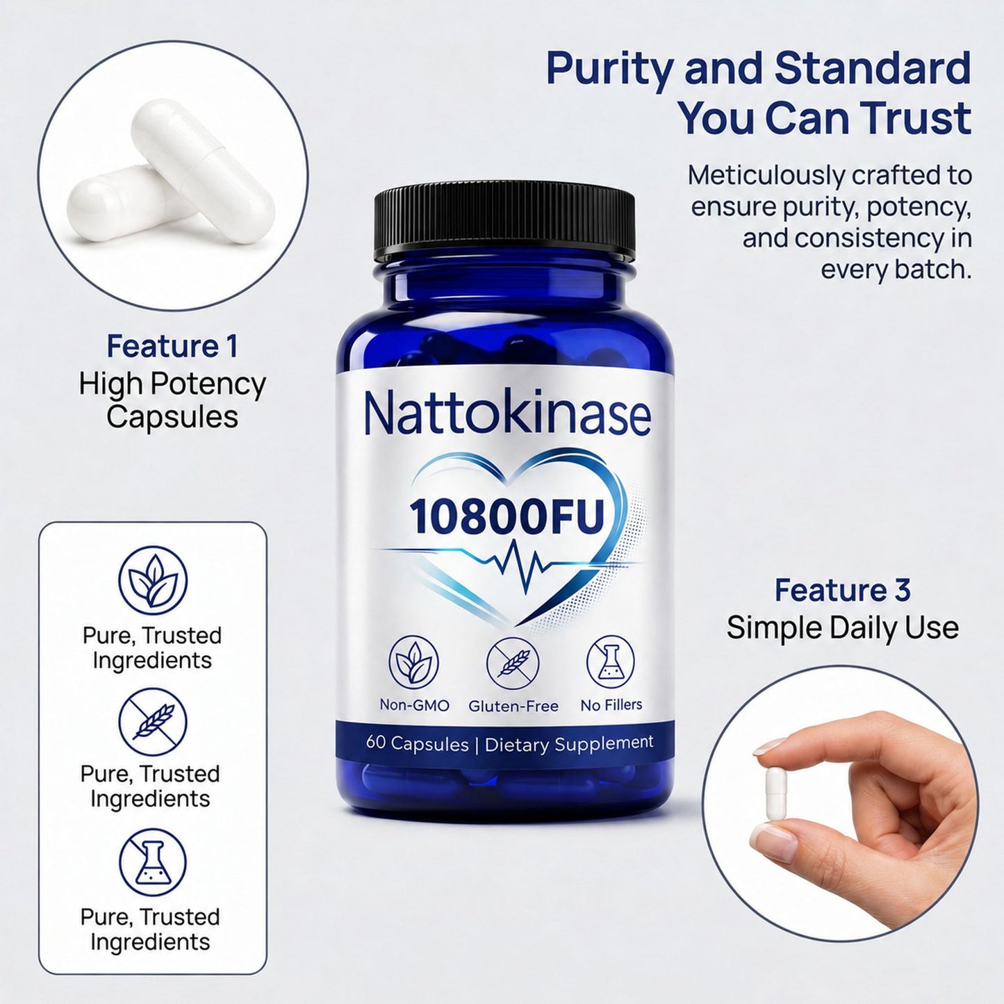 VOSETOKELA Nattokinase 10800 FU Capsules, 60 Capsules