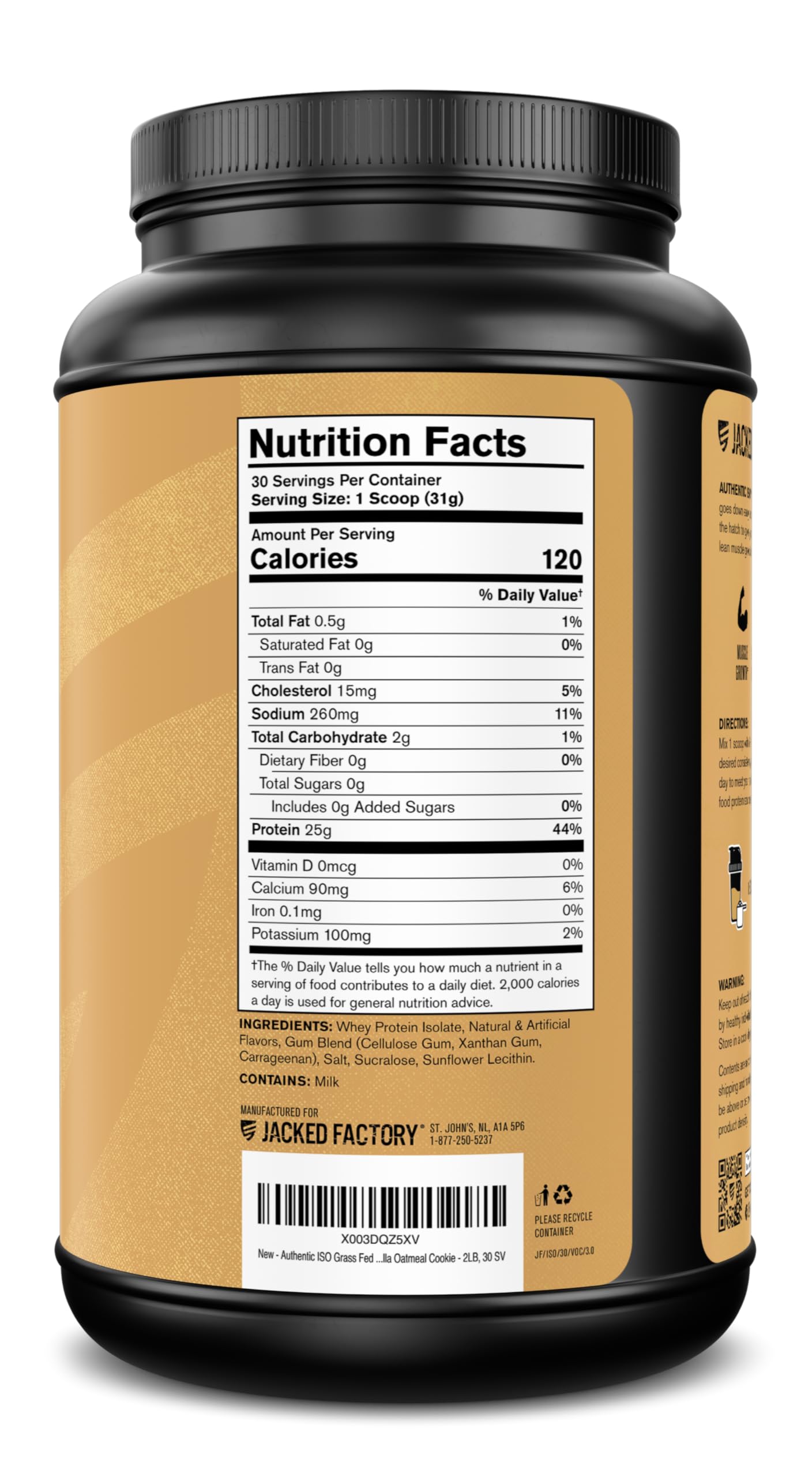 Jacked Factory ISO Whey Protein Isolate Powder, 30 Servings