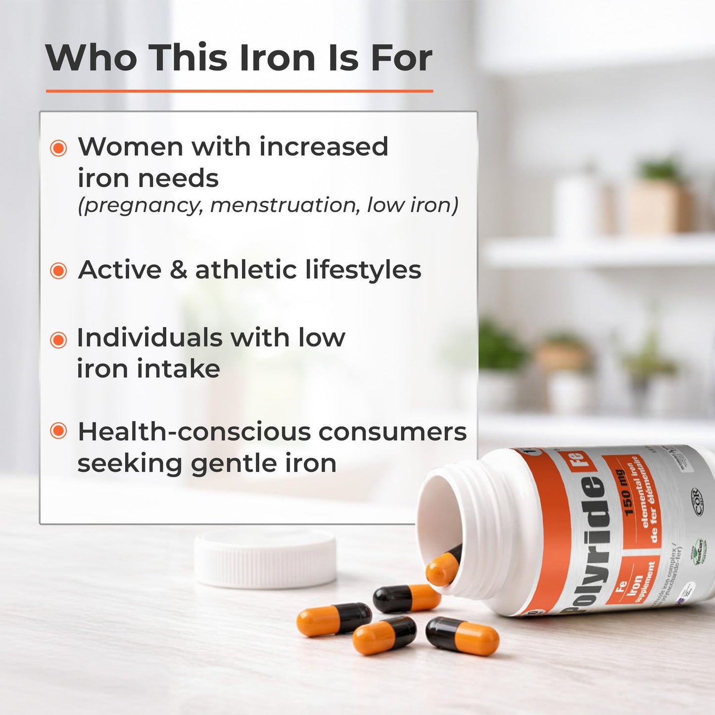 POLYRIDE FE Vegan Iron Supplement Capsule 1 Count