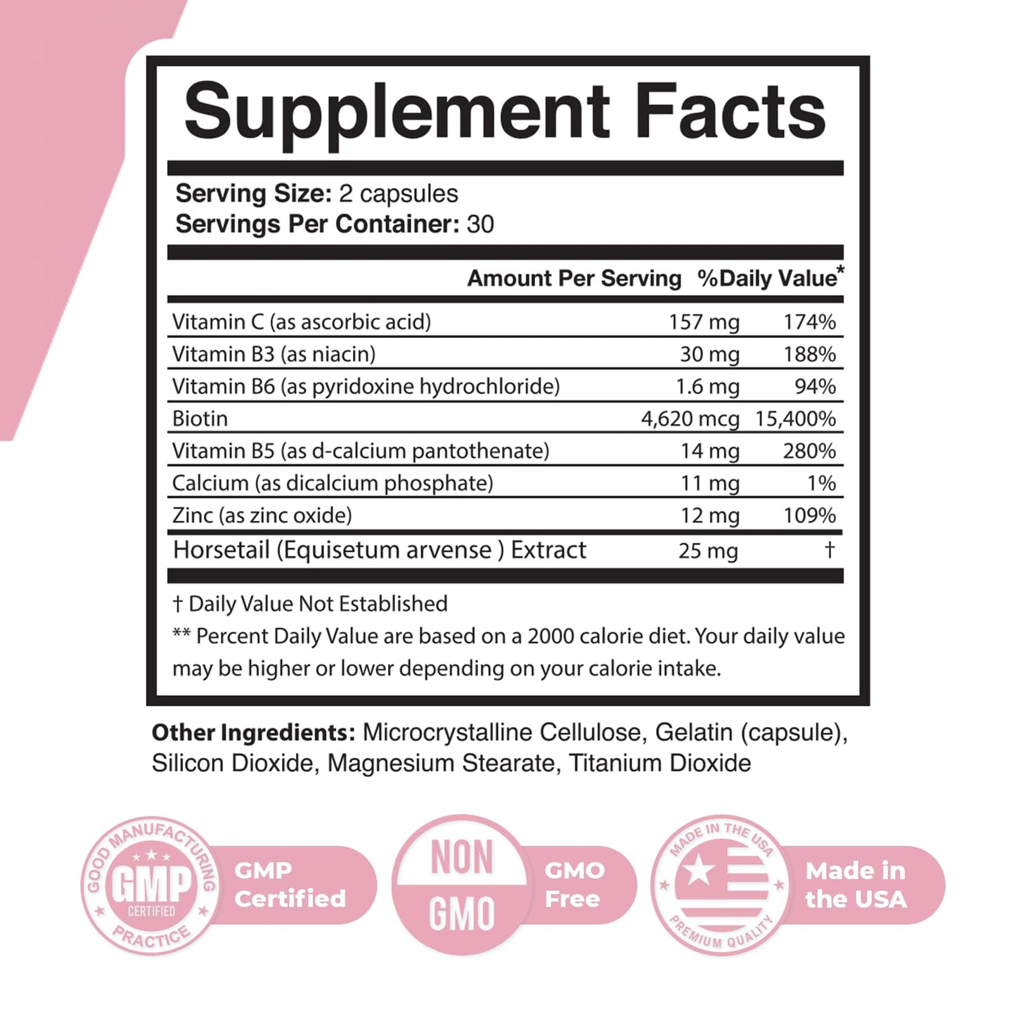 Nature’s NutriWave Derma Essential Biotin, Vitamin C, Zinc & Niacin Capsules 30 Count