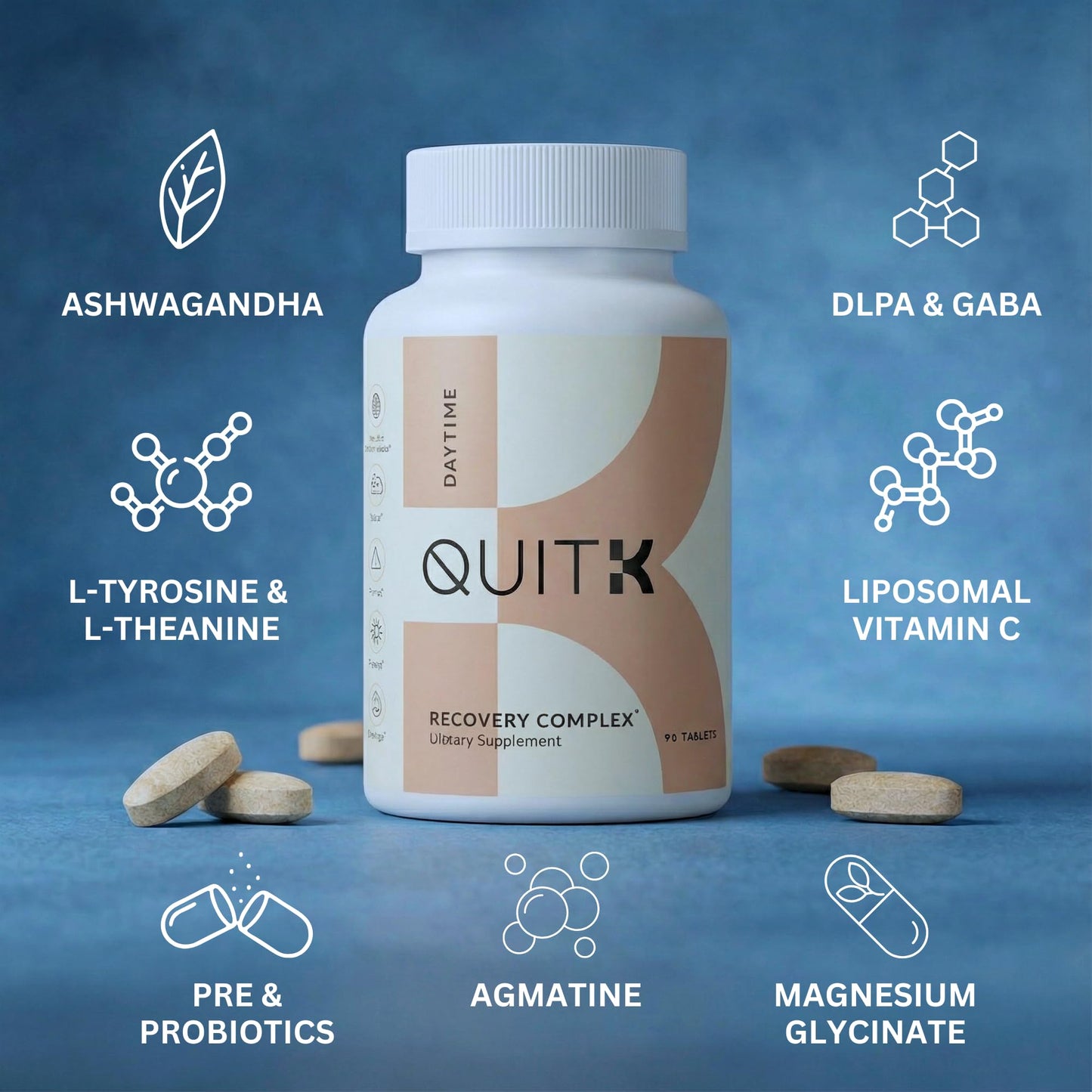 QuitK Withdrawal and Detox Support Recovery Complex Daytime Capsules, 120 Count