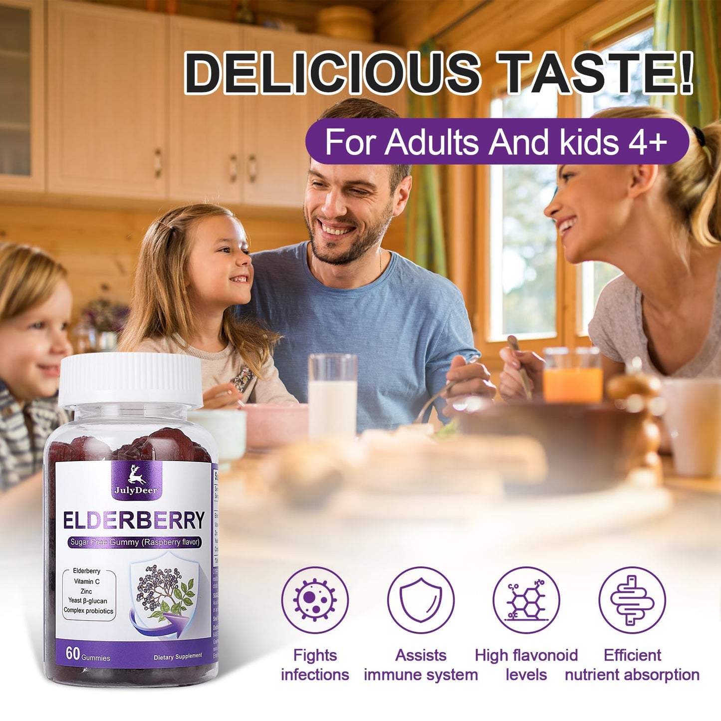 JulyDeer Sambucus Elderberry Gummies 120 Count