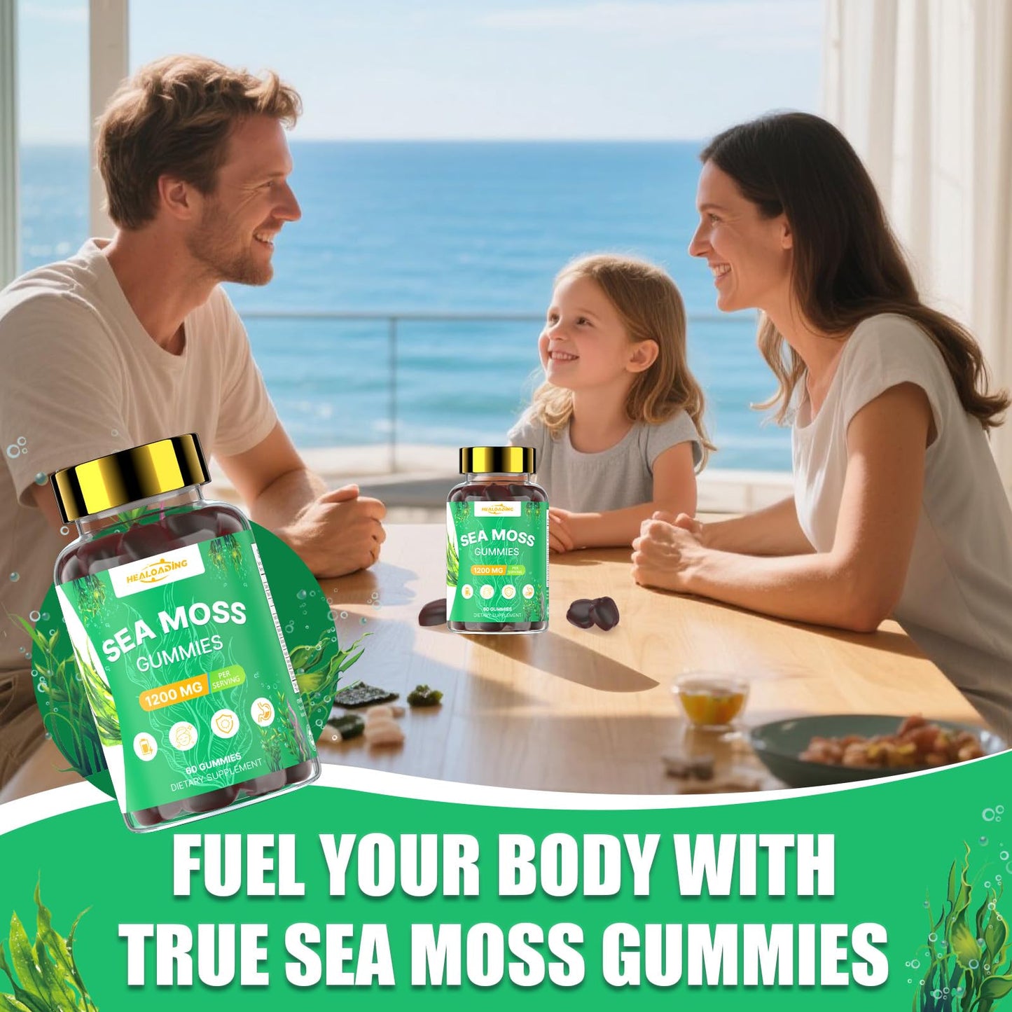 HEALOADING Irish Sea Moss Gummies with Bladderwrack, Burdock Root & Ashwagandha, 60 Gummies