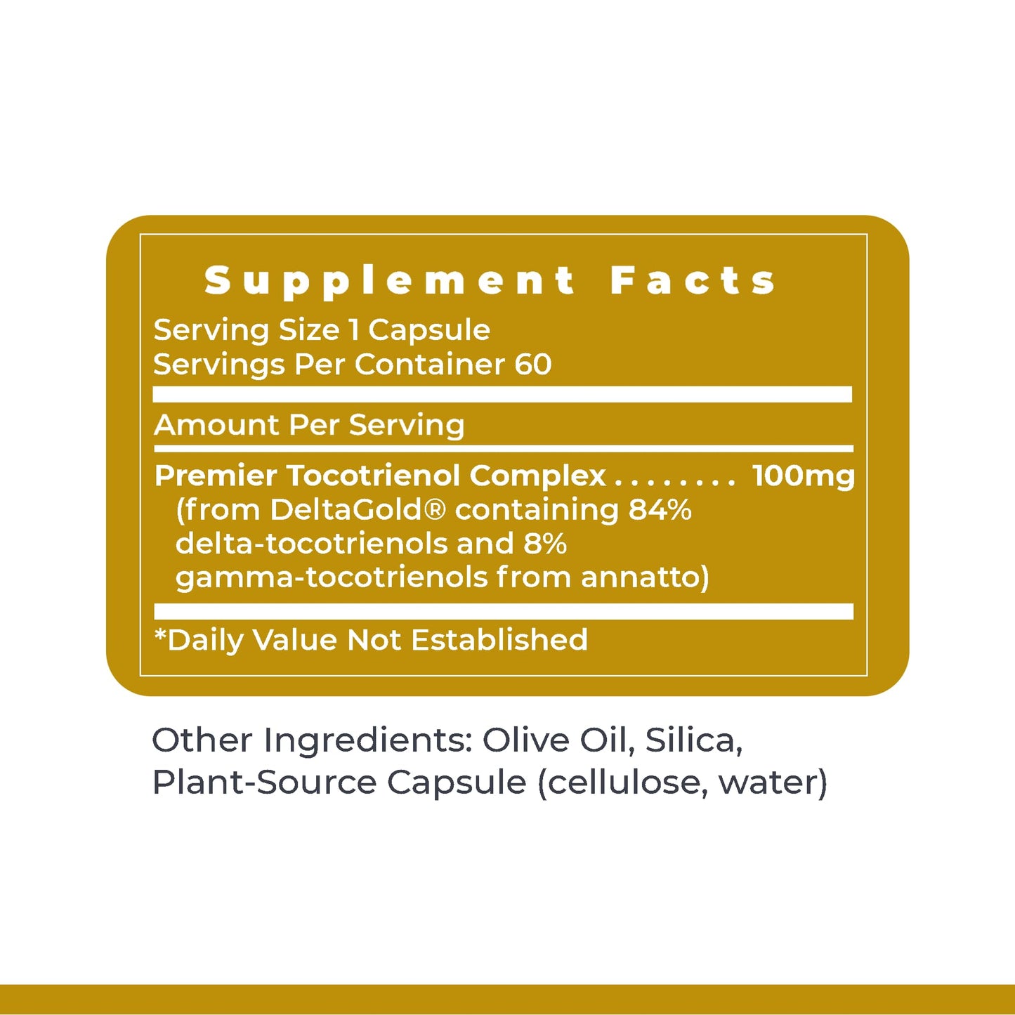 Premier Research Labs Deltanol Tocotrienols Vitamin E with Annatto Tocotrienols, 100 mg Tocotrienol Complex Per Capsule, 60 Softgels