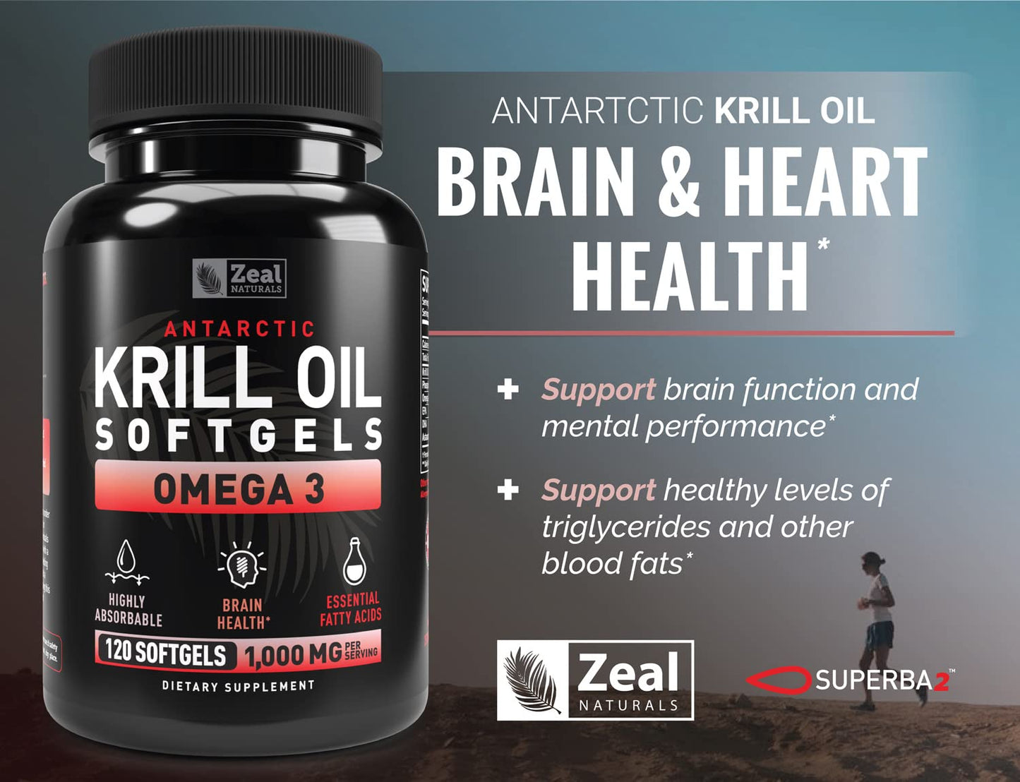 Zeal Naturals Antarctic Krill Oil 1000mg Softgels 120 Count
